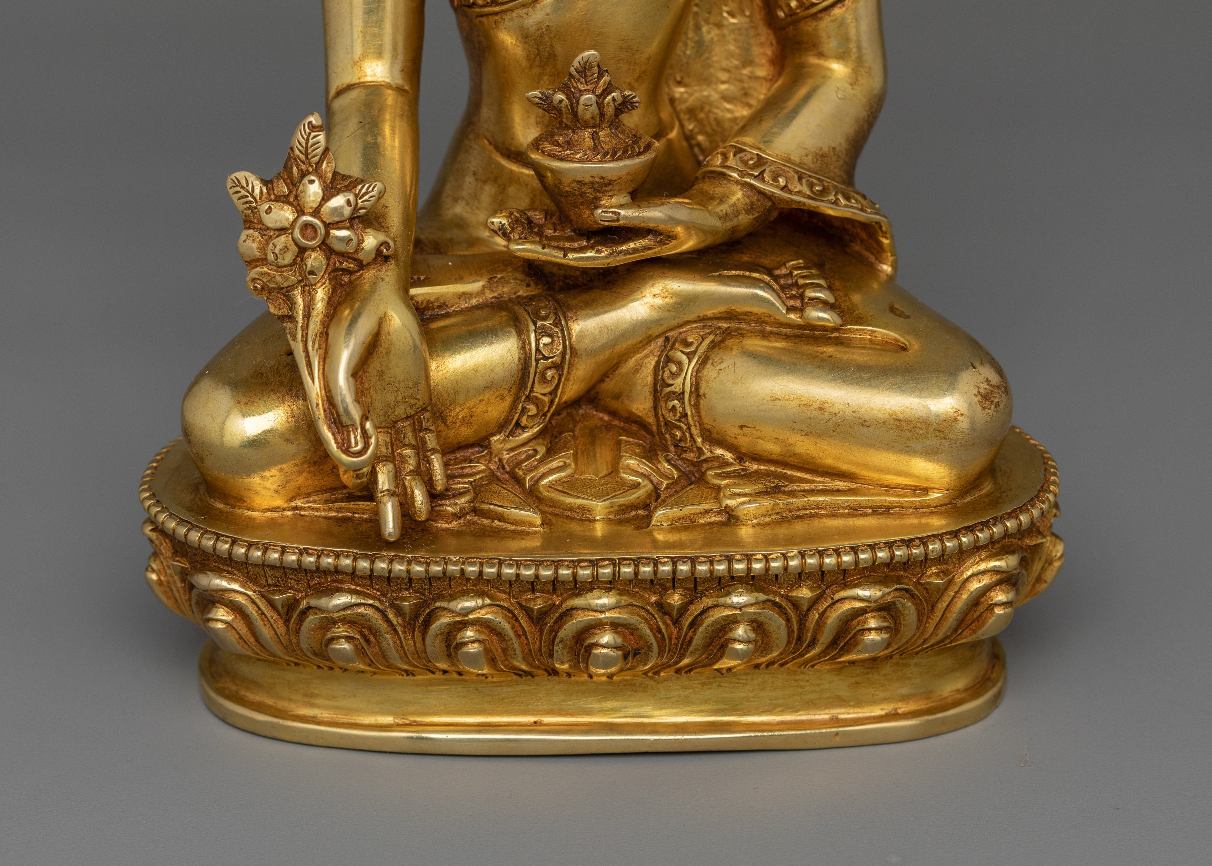 Sacred Bhaisajyaguru Figurine for Healing | Handcrafted in 24K Gold Gilding