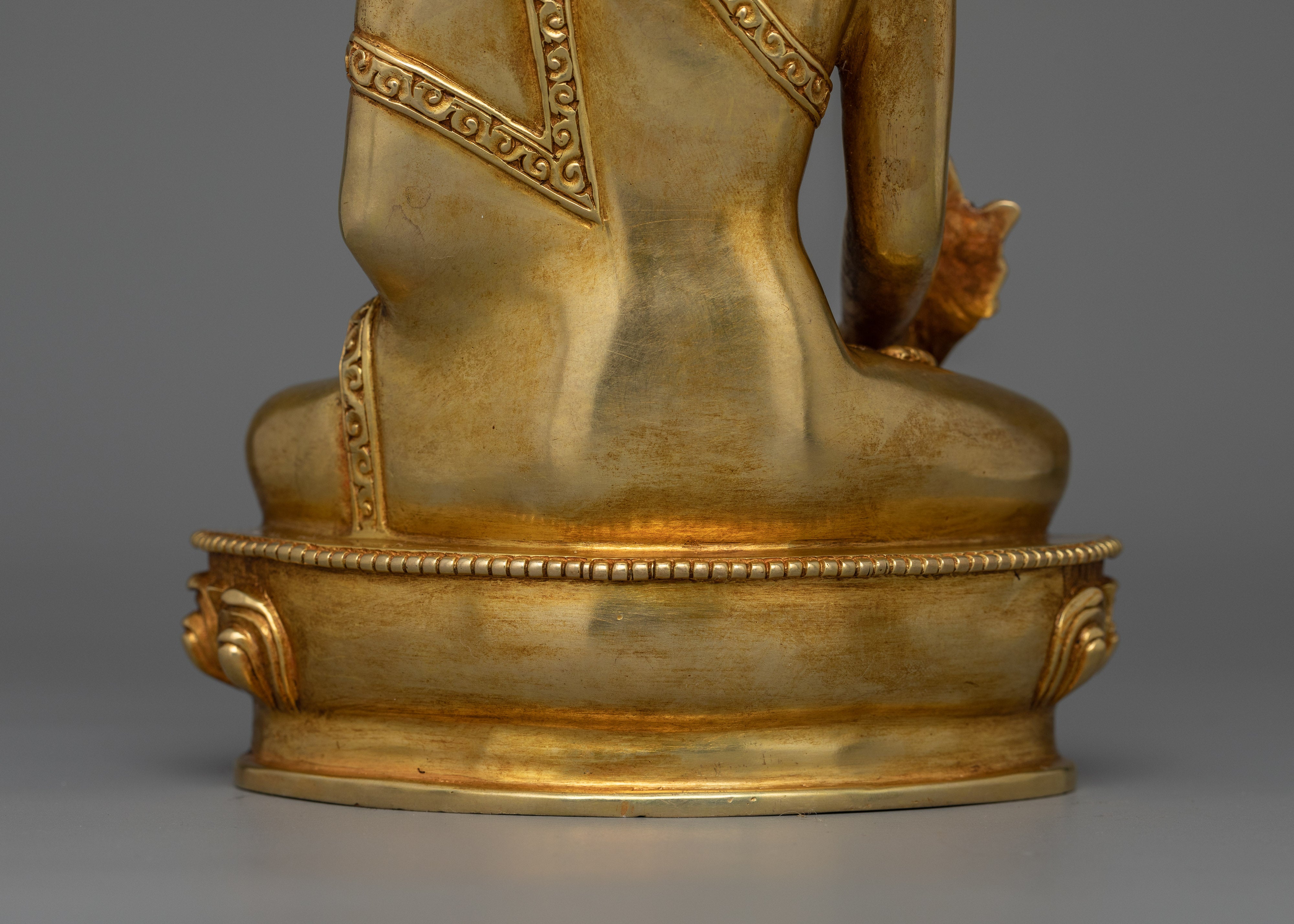 Sacred Bhaisajyaguru Figurine for Healing | Handcrafted in 24K Gold Gilding