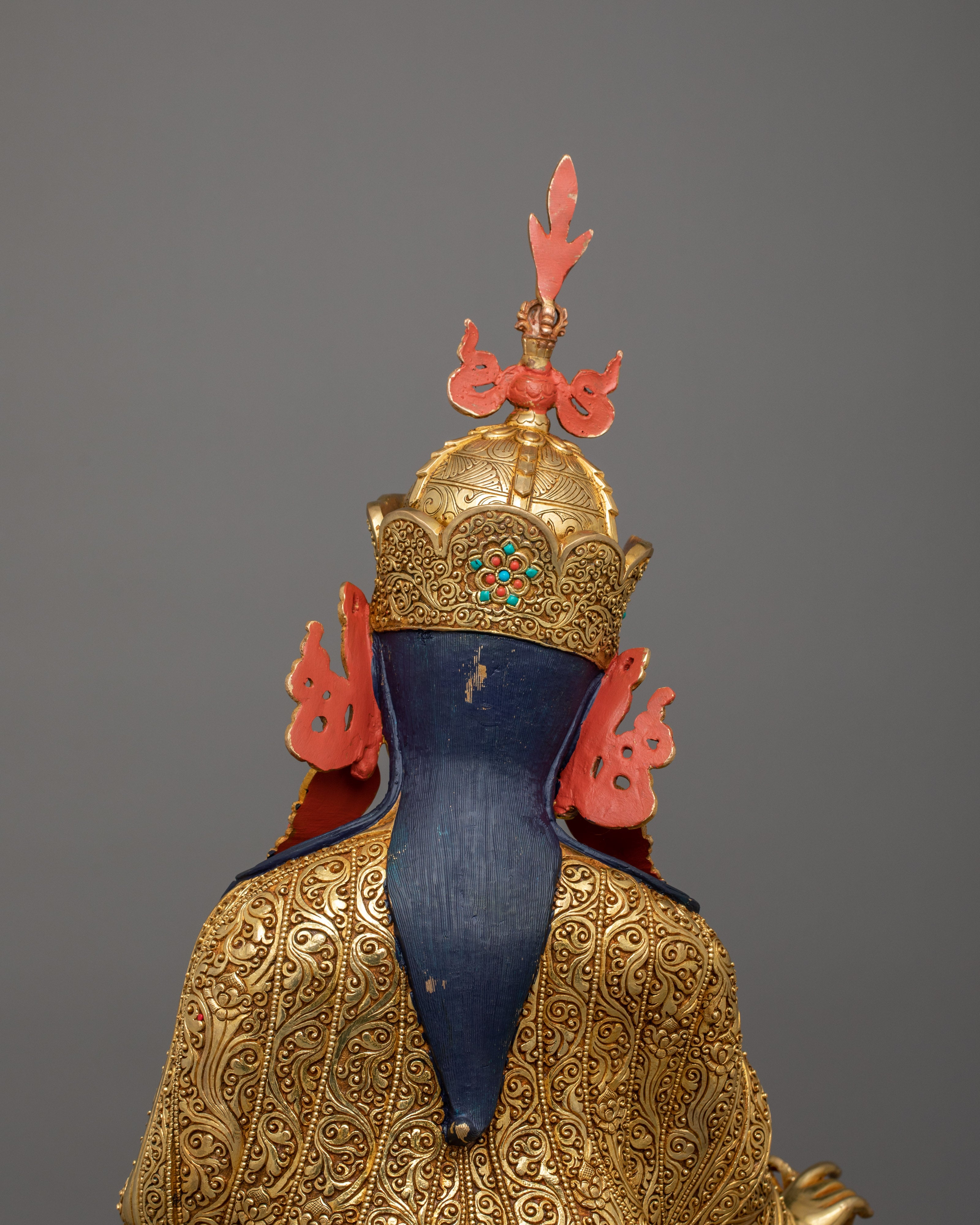 Lotus Born Master Padmasambhava Statue | Sacred 24K Gold Gilded Statue