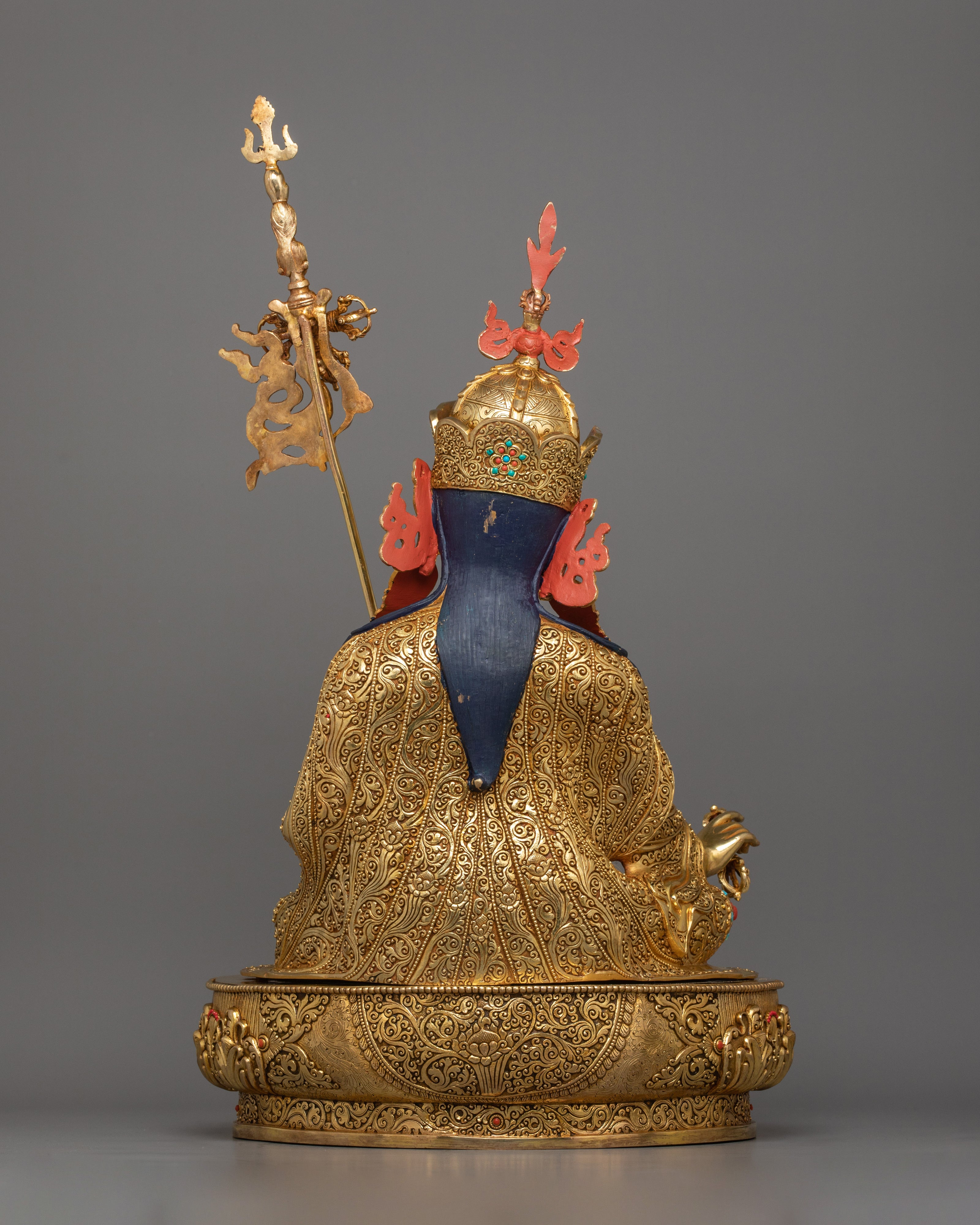 Lotus Born Master Padmasambhava Statue | Sacred 24K Gold Gilded Statue