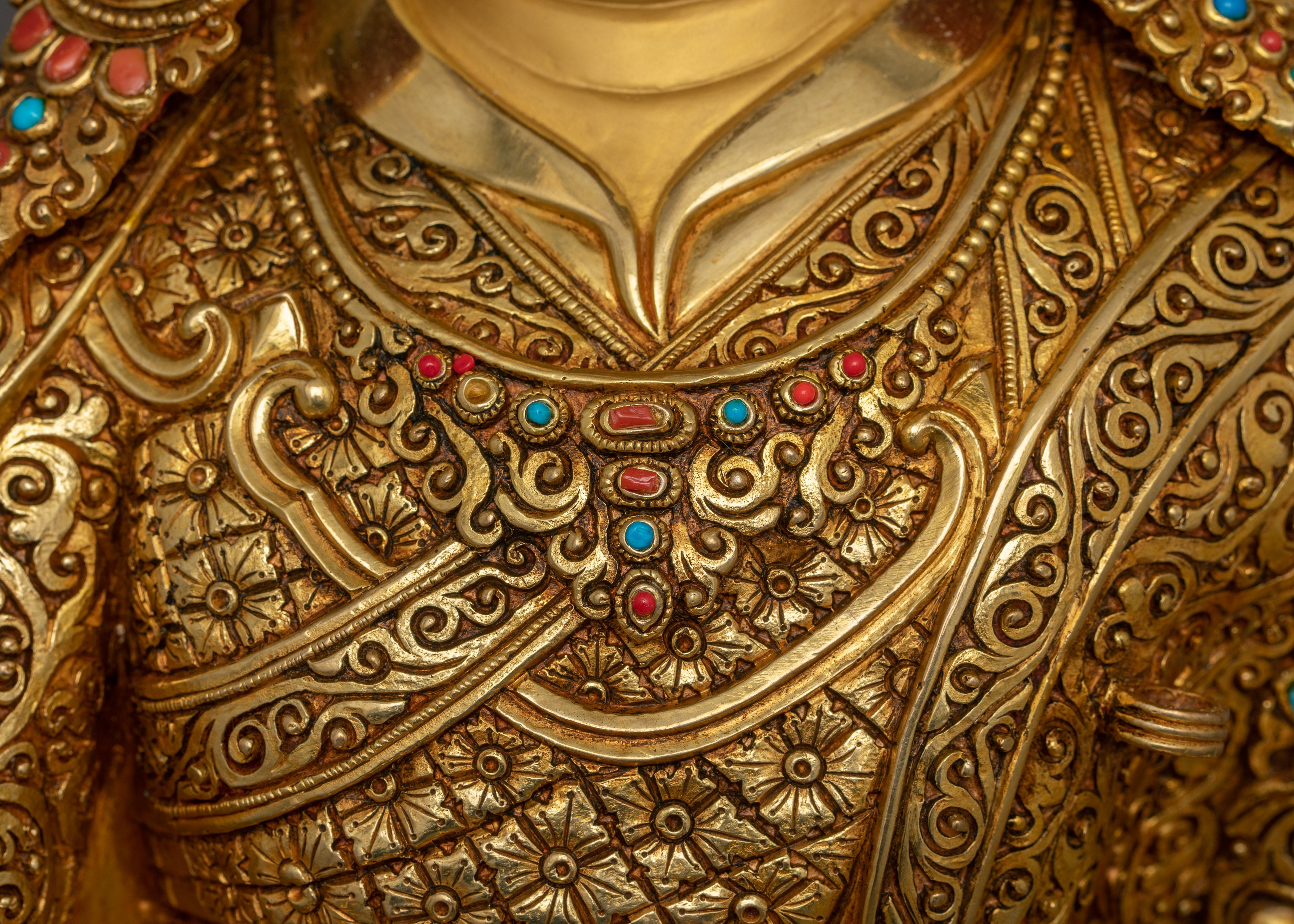 Lotus Born Master Padmasambhava Statue | Sacred 24K Gold Gilded Statue