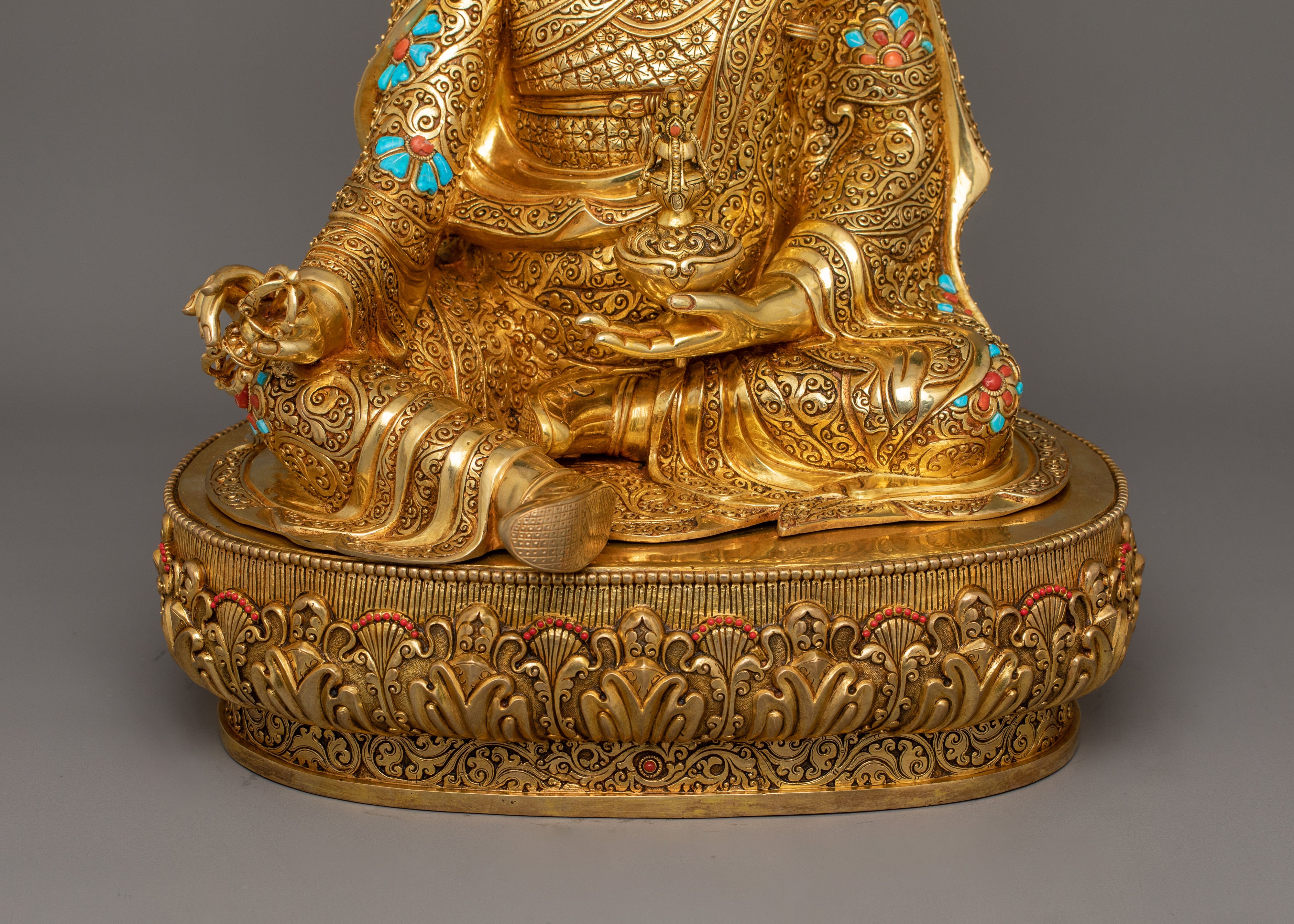 Lotus Born Master Padmasambhava Statue | Sacred 24K Gold Gilded Statue