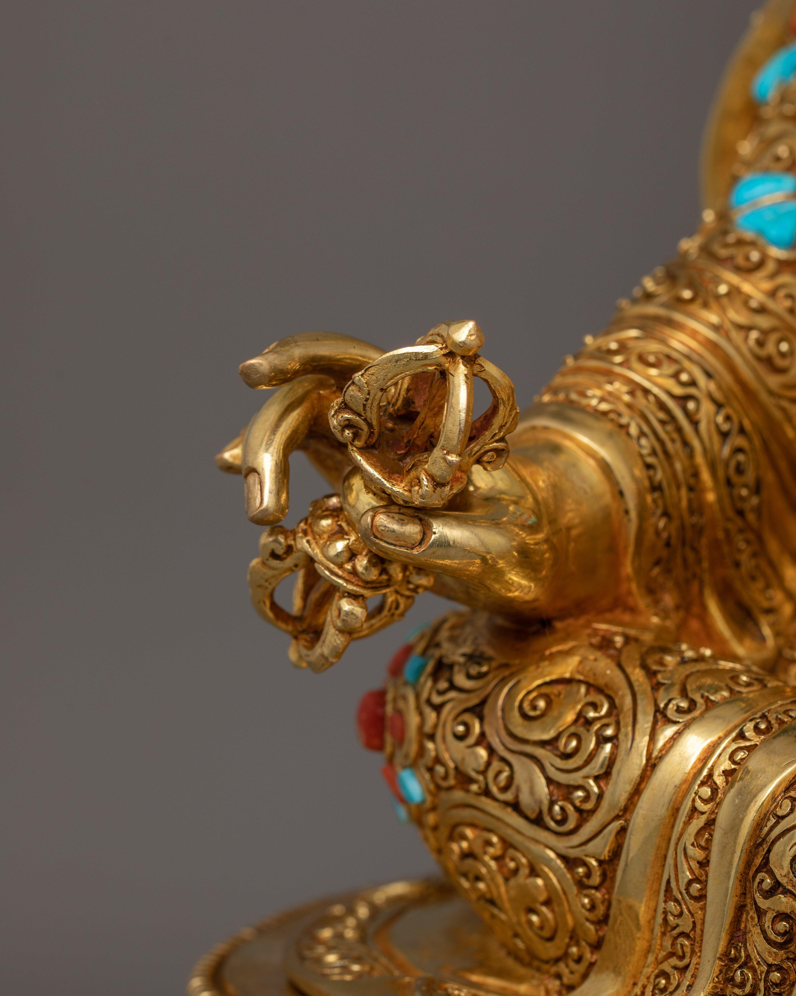 Lotus Born Master Padmasambhava Statue | Sacred 24K Gold Gilded Statue
