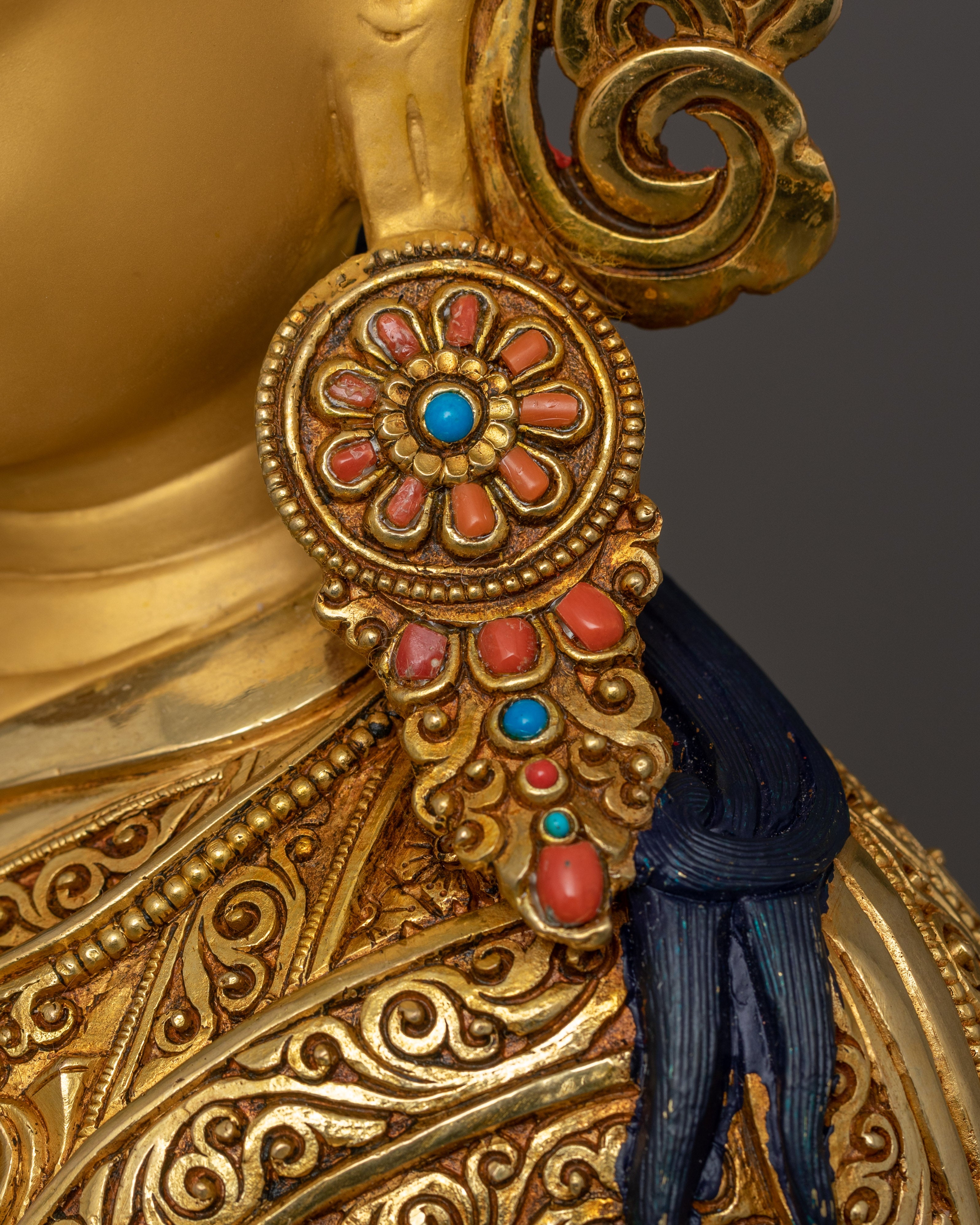 Lotus Born Master Padmasambhava Statue | Sacred 24K Gold Gilded Statue