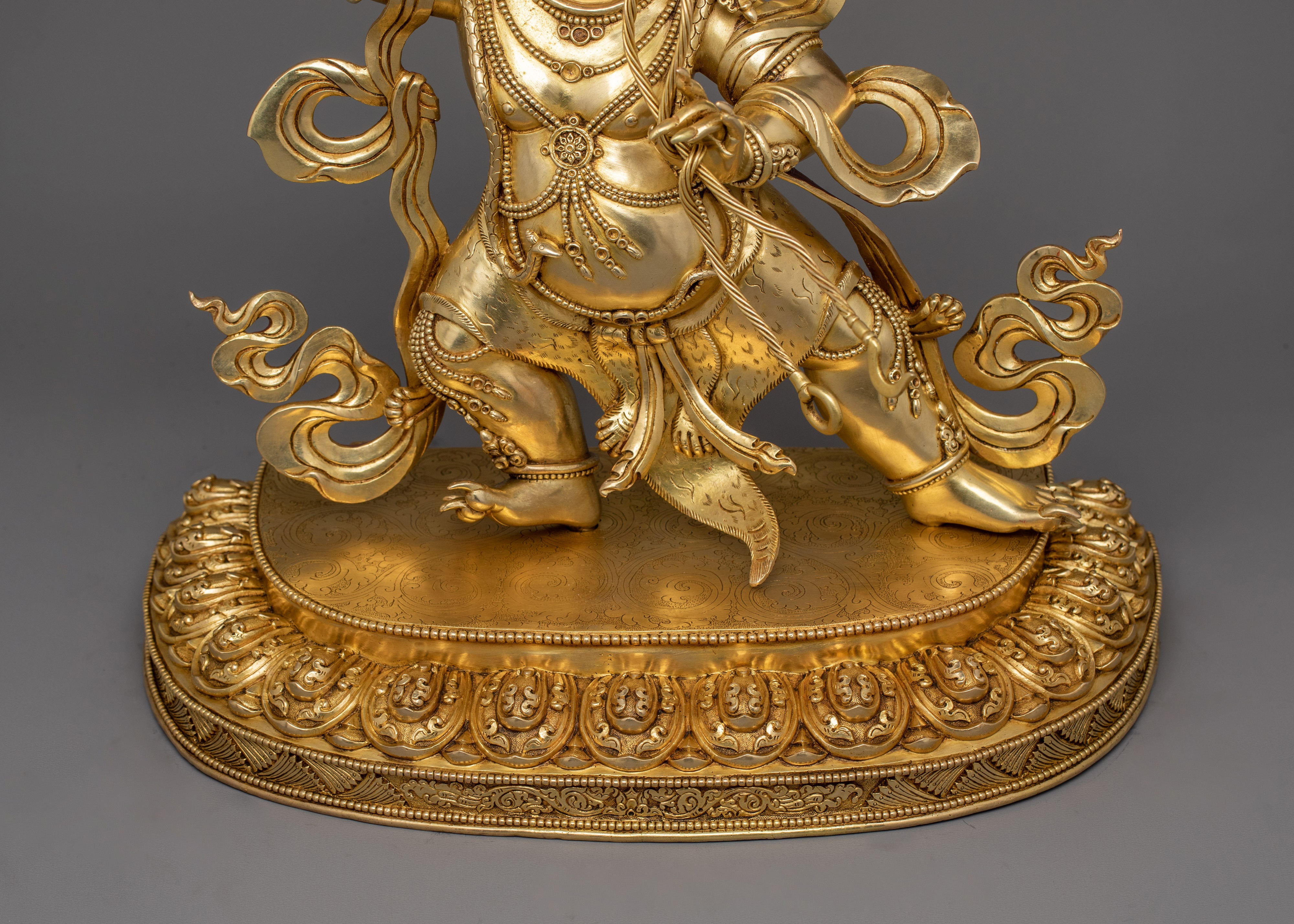 Vajrapani With Beautiful Throne | 24k Gold Gilded Statue