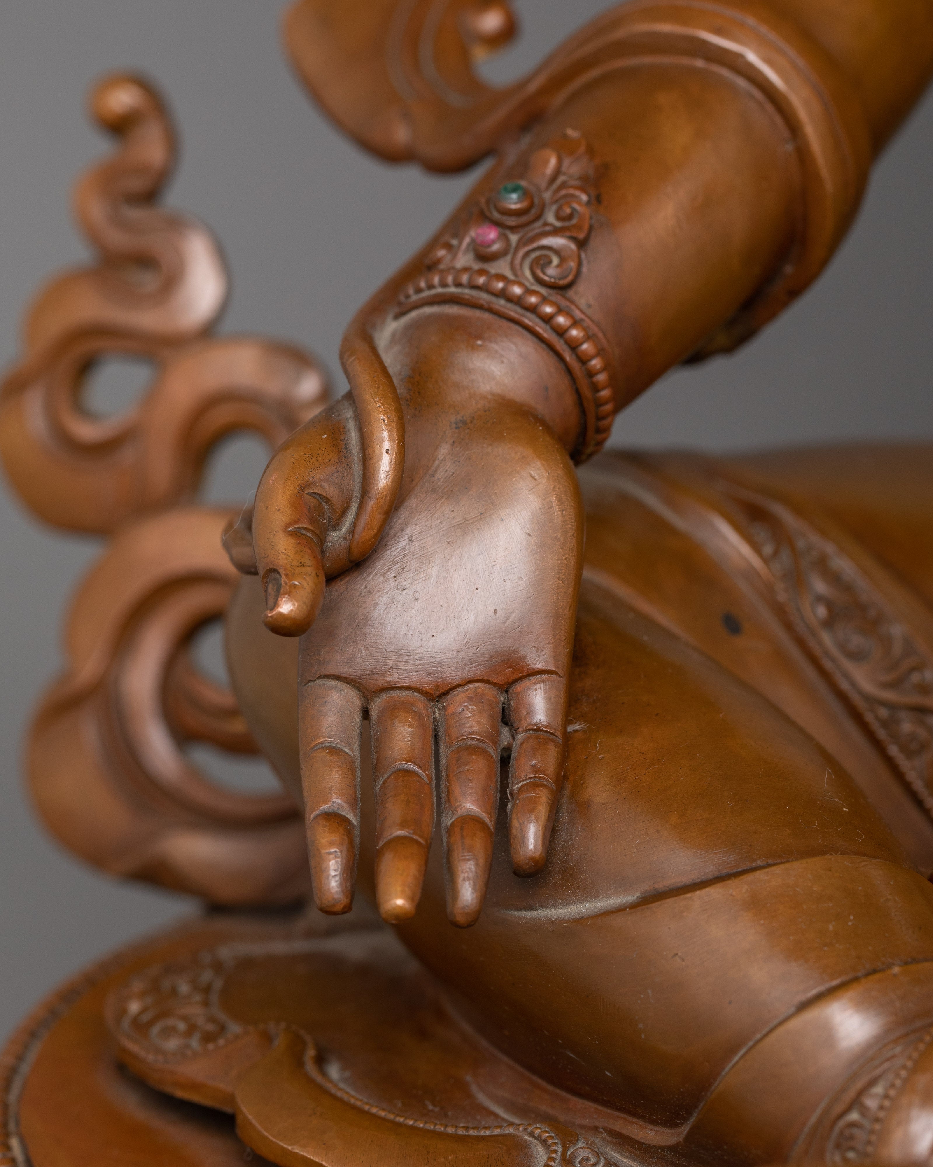 Female Bodhisattva Syamatara Sculpture | Himalayan Goddess Green Tara