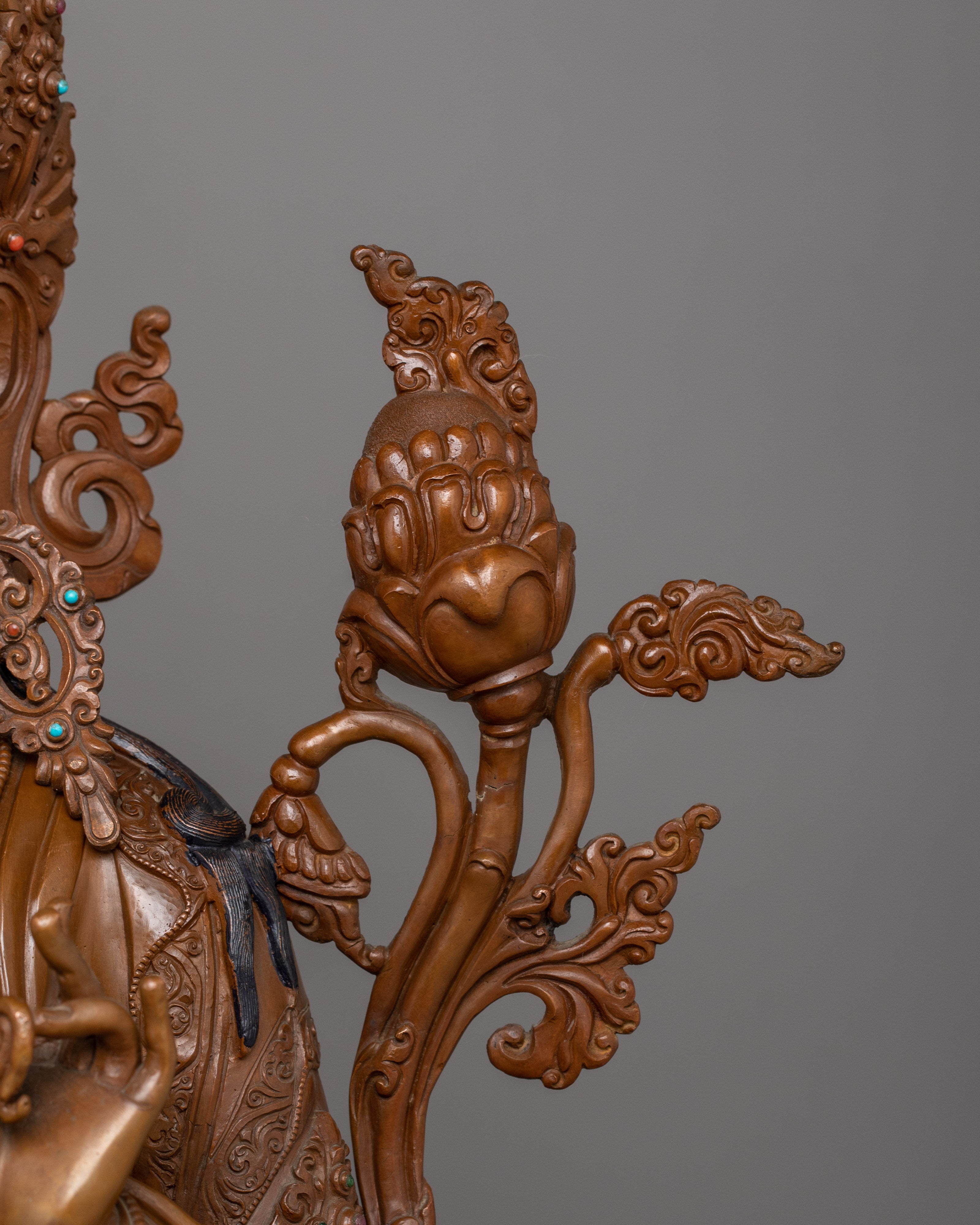 Female Bodhisattva Syamatara Sculpture | Himalayan Goddess Green Tara