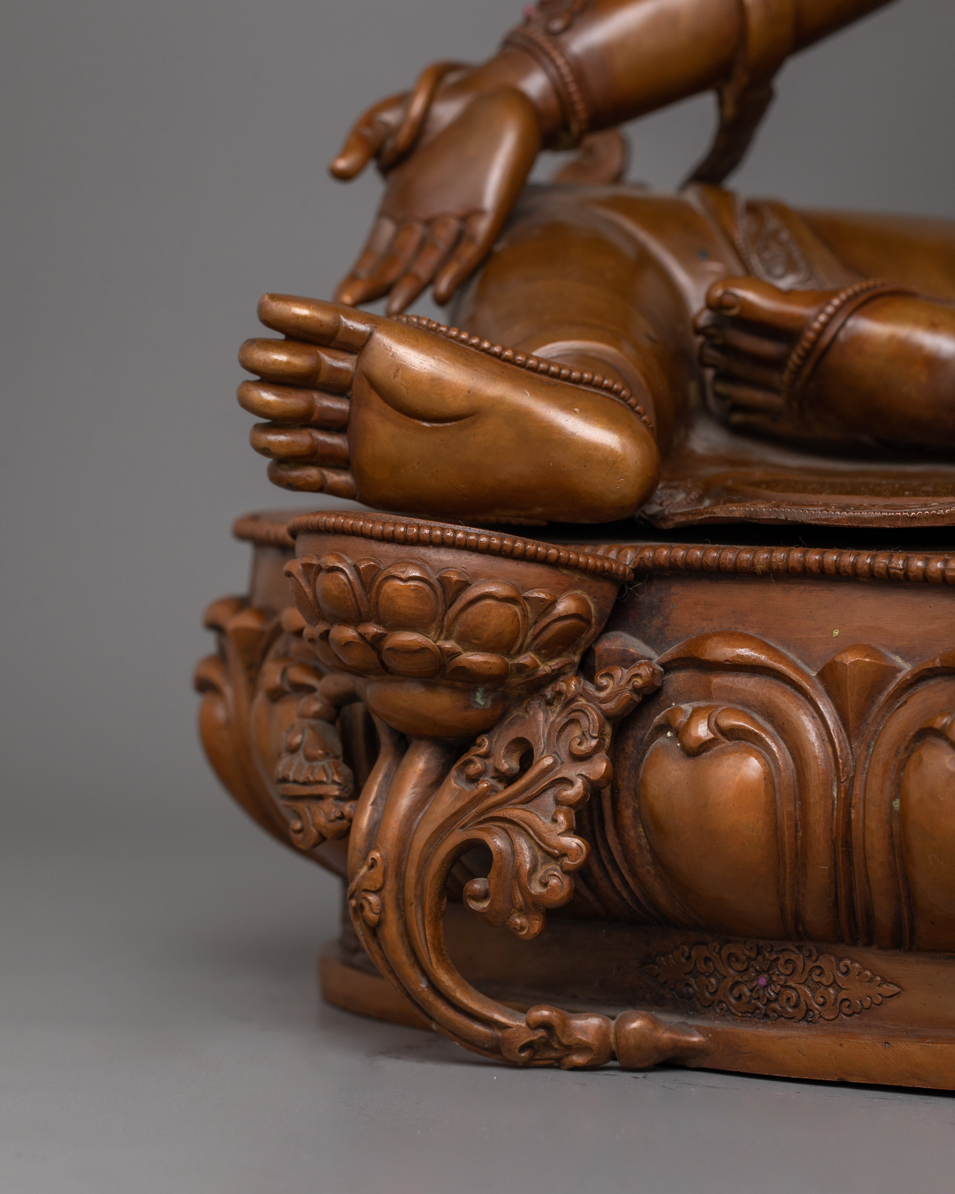 Female Bodhisattva Syamatara Sculpture | Himalayan Goddess Green Tara