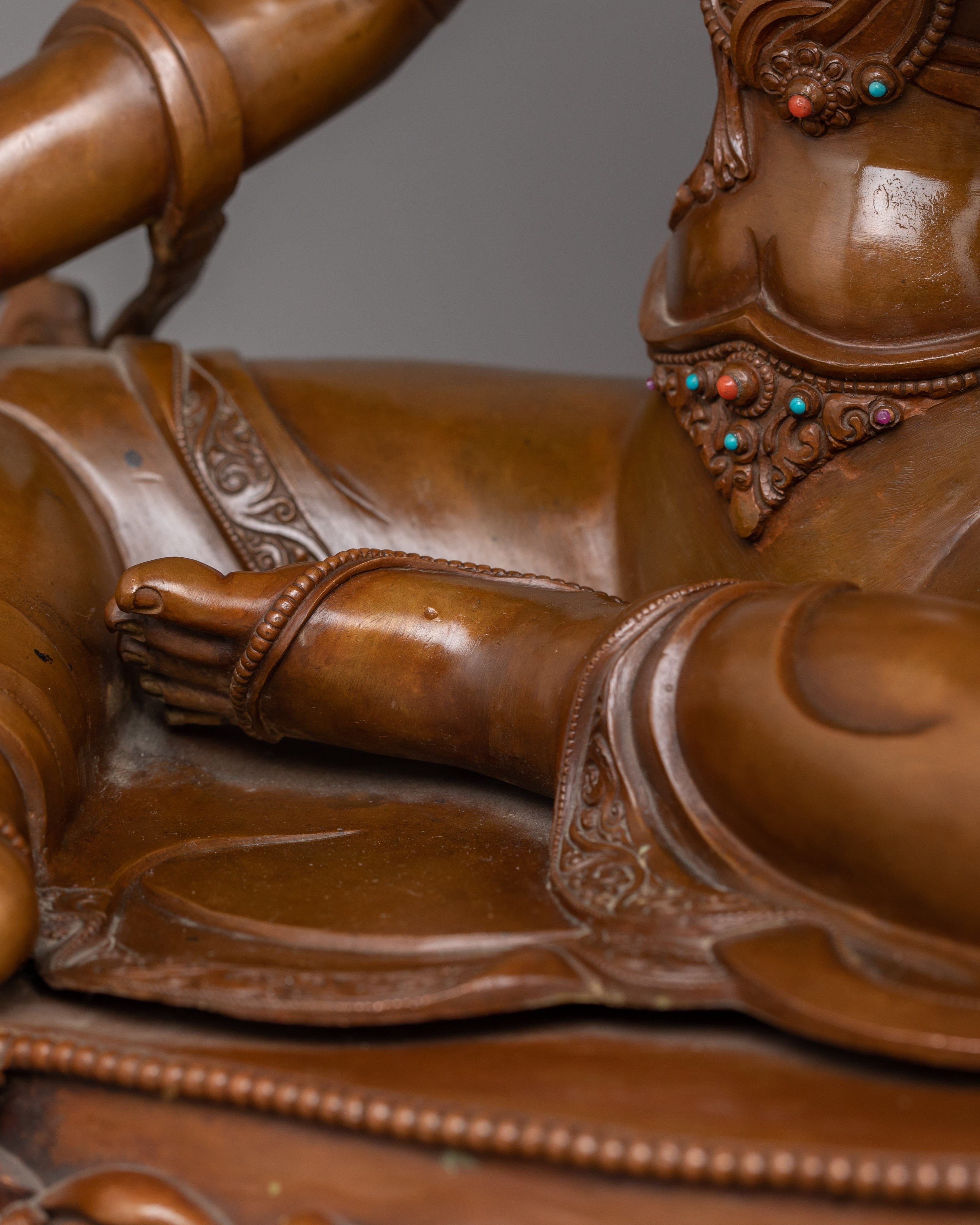 Female Bodhisattva Syamatara Sculpture | Himalayan Goddess Green Tara