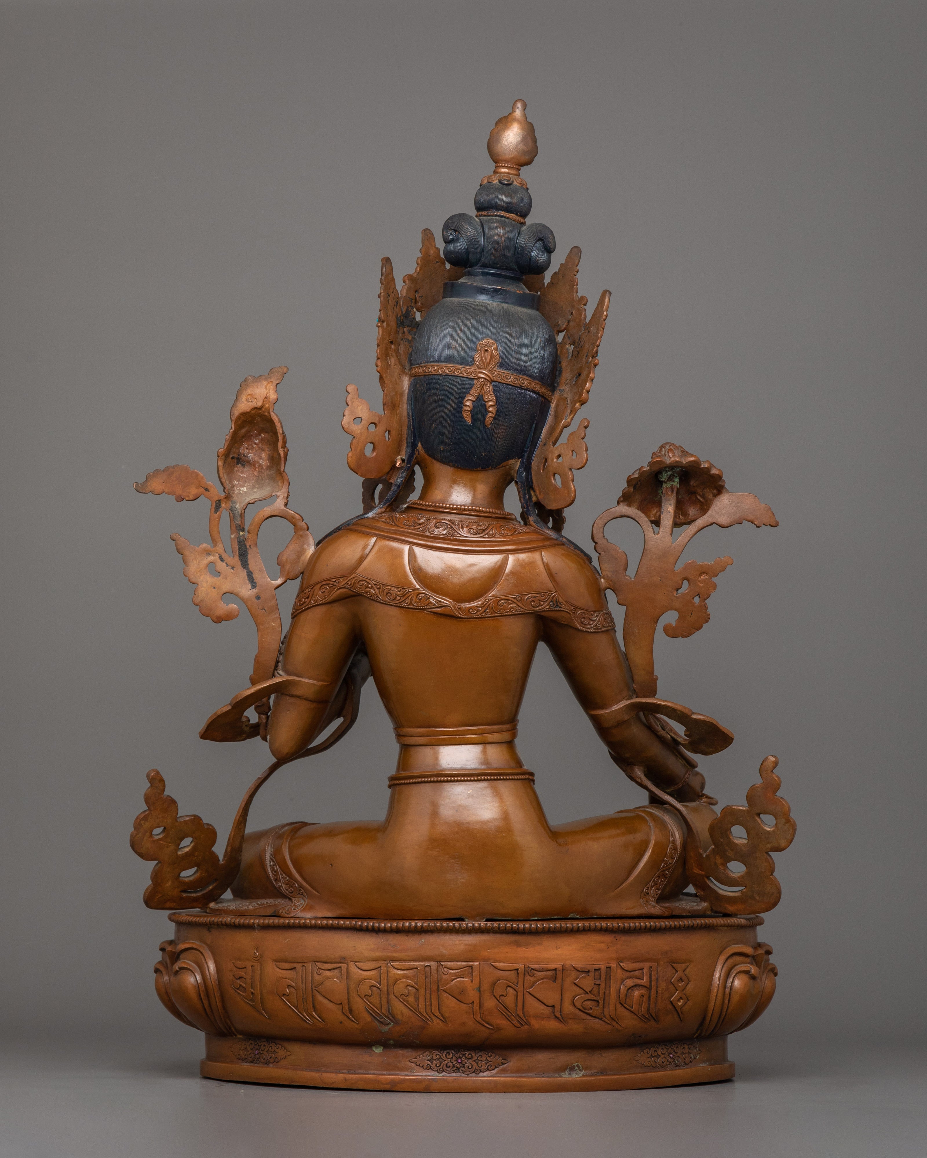 Female Bodhisattva Syamatara Sculpture | Himalayan Goddess Green Tara