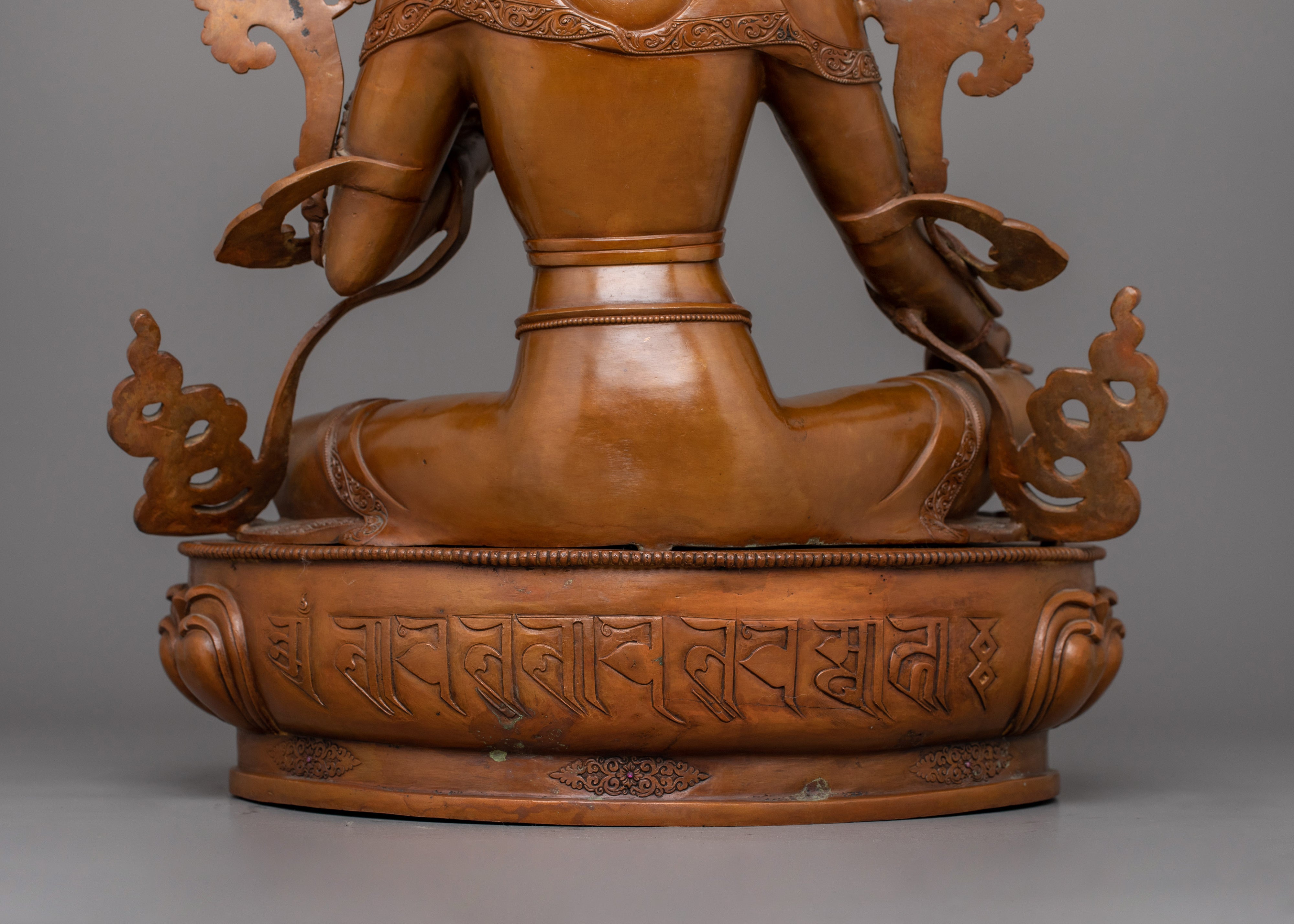 Female Bodhisattva Syamatara Sculpture | Himalayan Goddess Green Tara