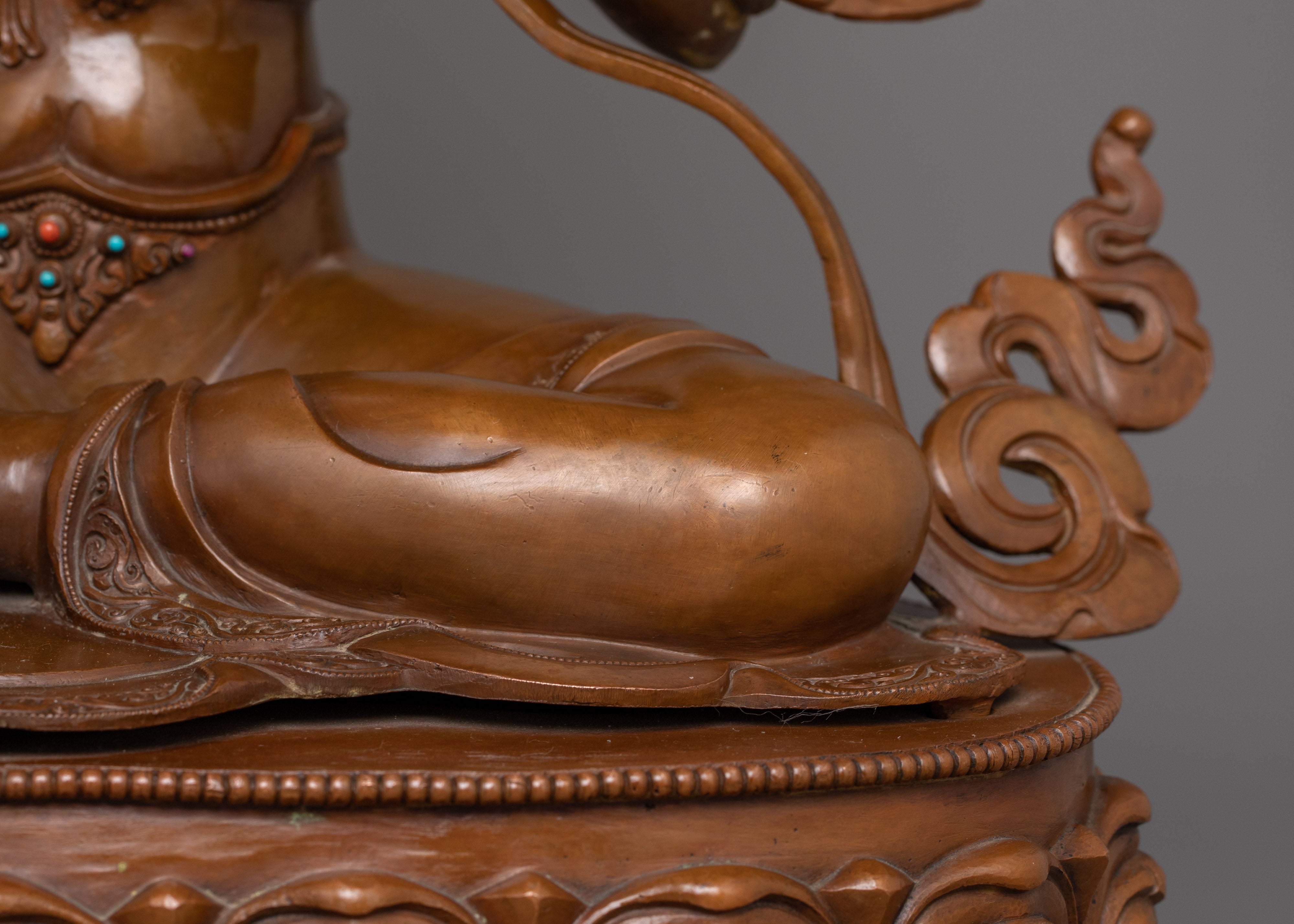 Female Bodhisattva Syamatara Sculpture | Himalayan Goddess Green Tara