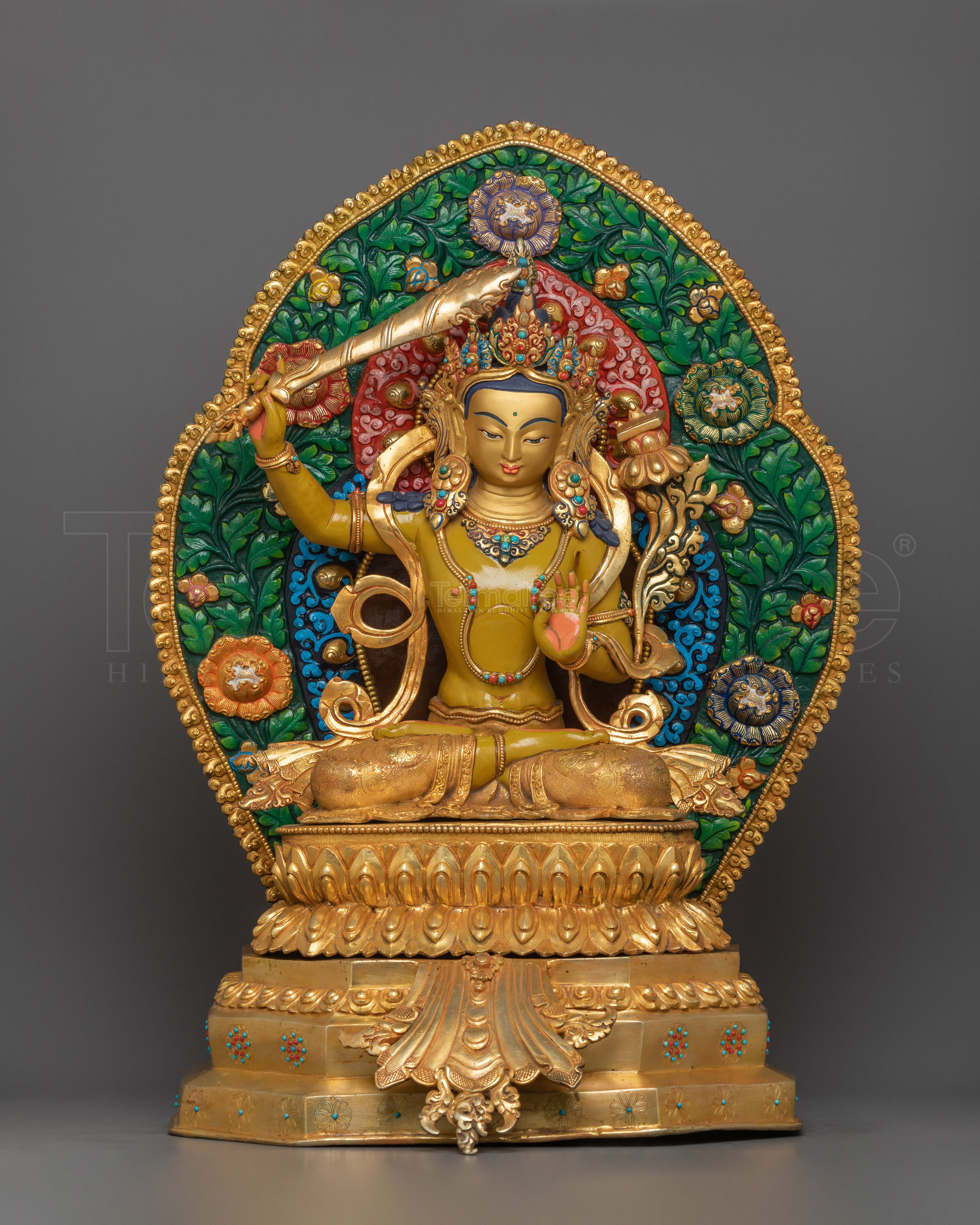 Handmade Manjushri Sculpture for Home Decor | Powerful Deity With Sword in Right Hand