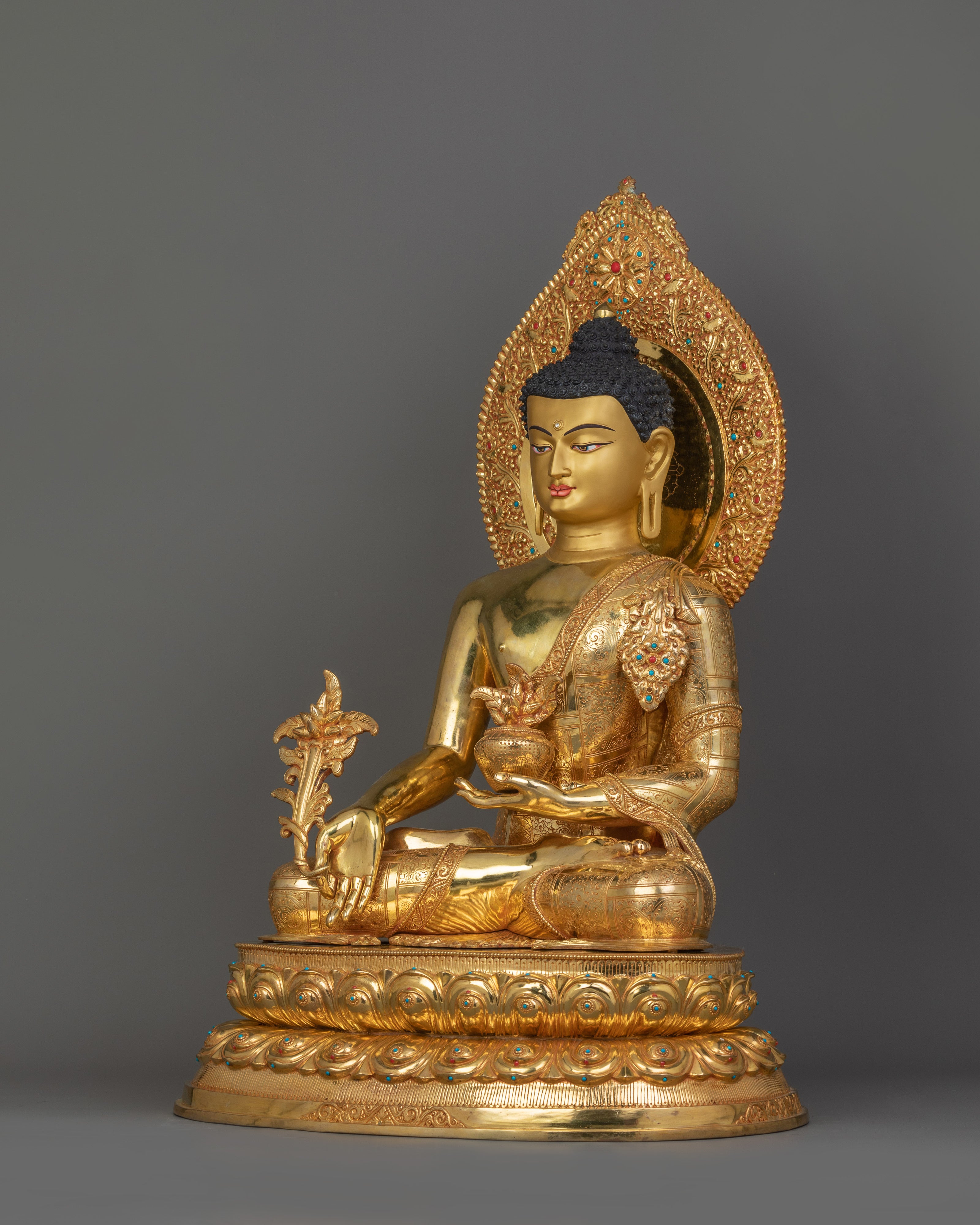 Healing Buddha Statue With Precious Halo | Sangye Menla Lord of Medicine