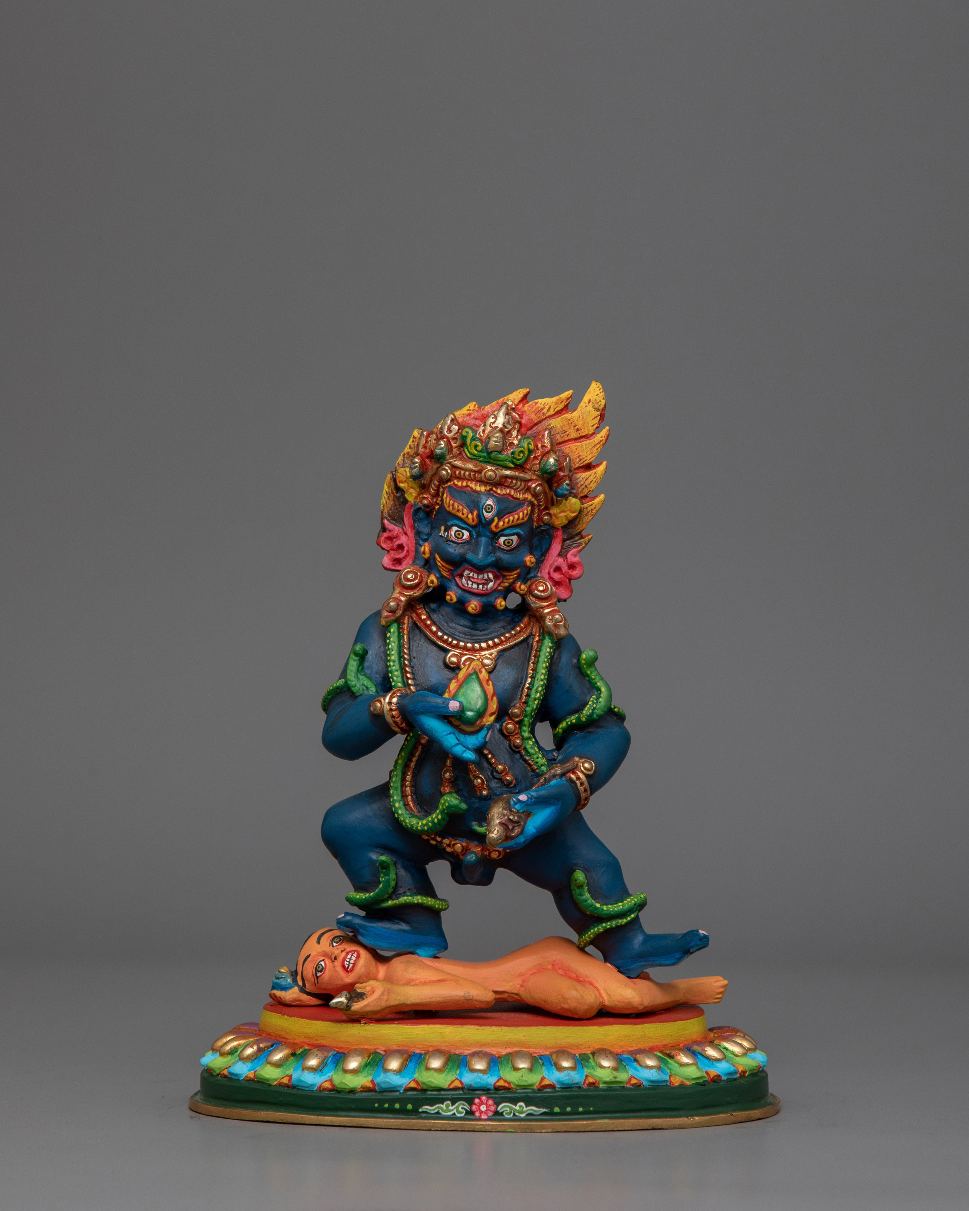 Black Dzambhala Wealth Deity Sculpture | Guardian of Wealth and Transformation