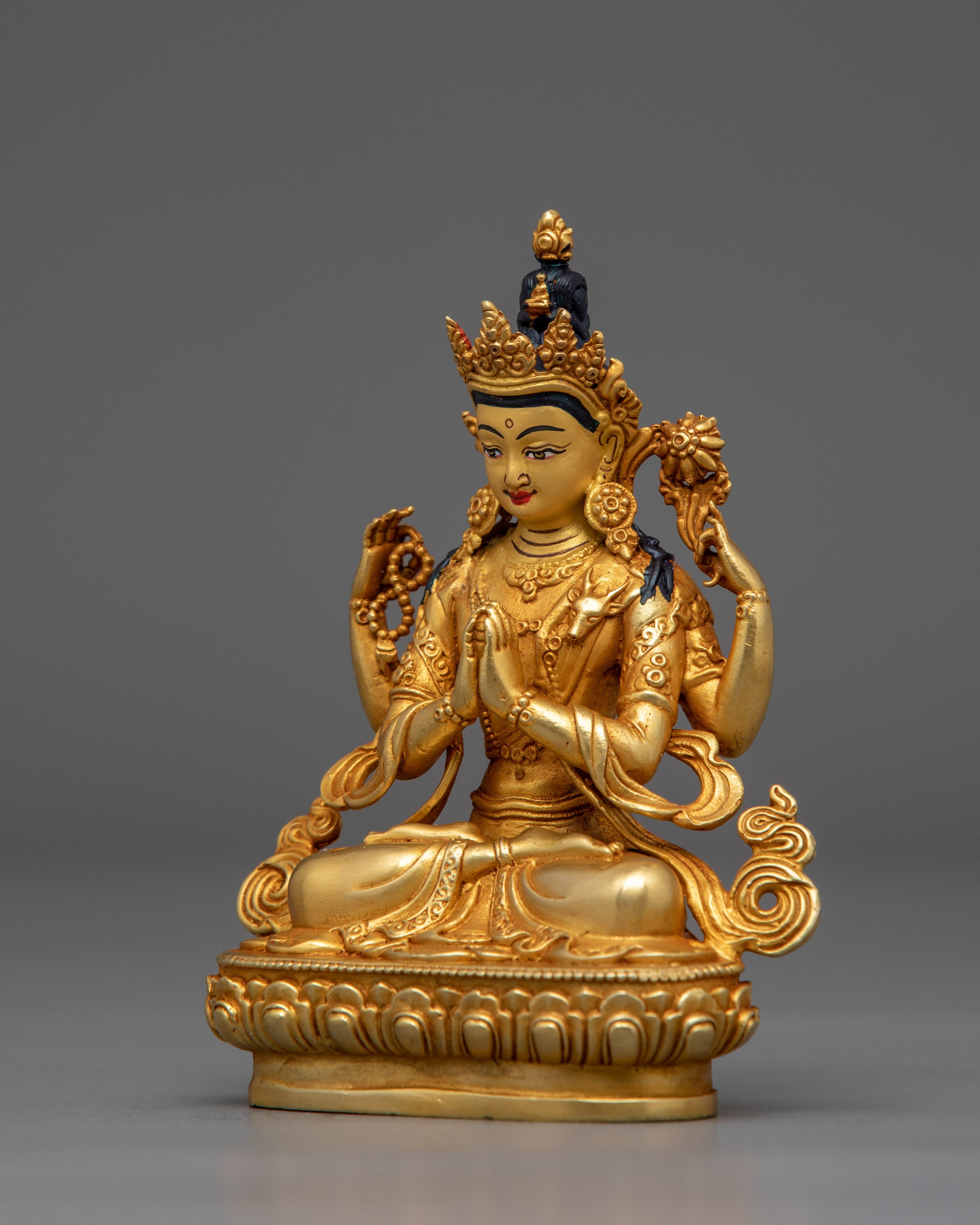 Traditional Tibetan Chenrezig Deity Statue | Symbol of Boundless Compassion