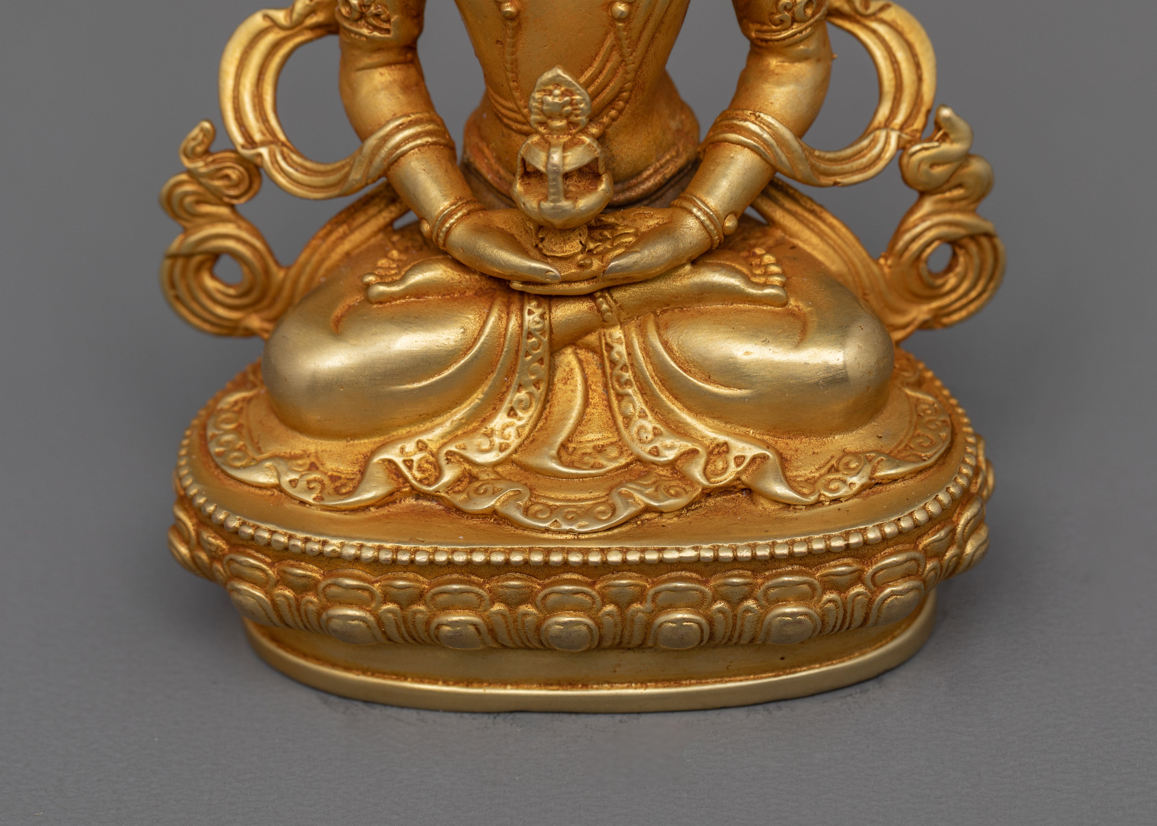 4.3 Inches Gold Electroplated Amitayus | The Long Life Deity