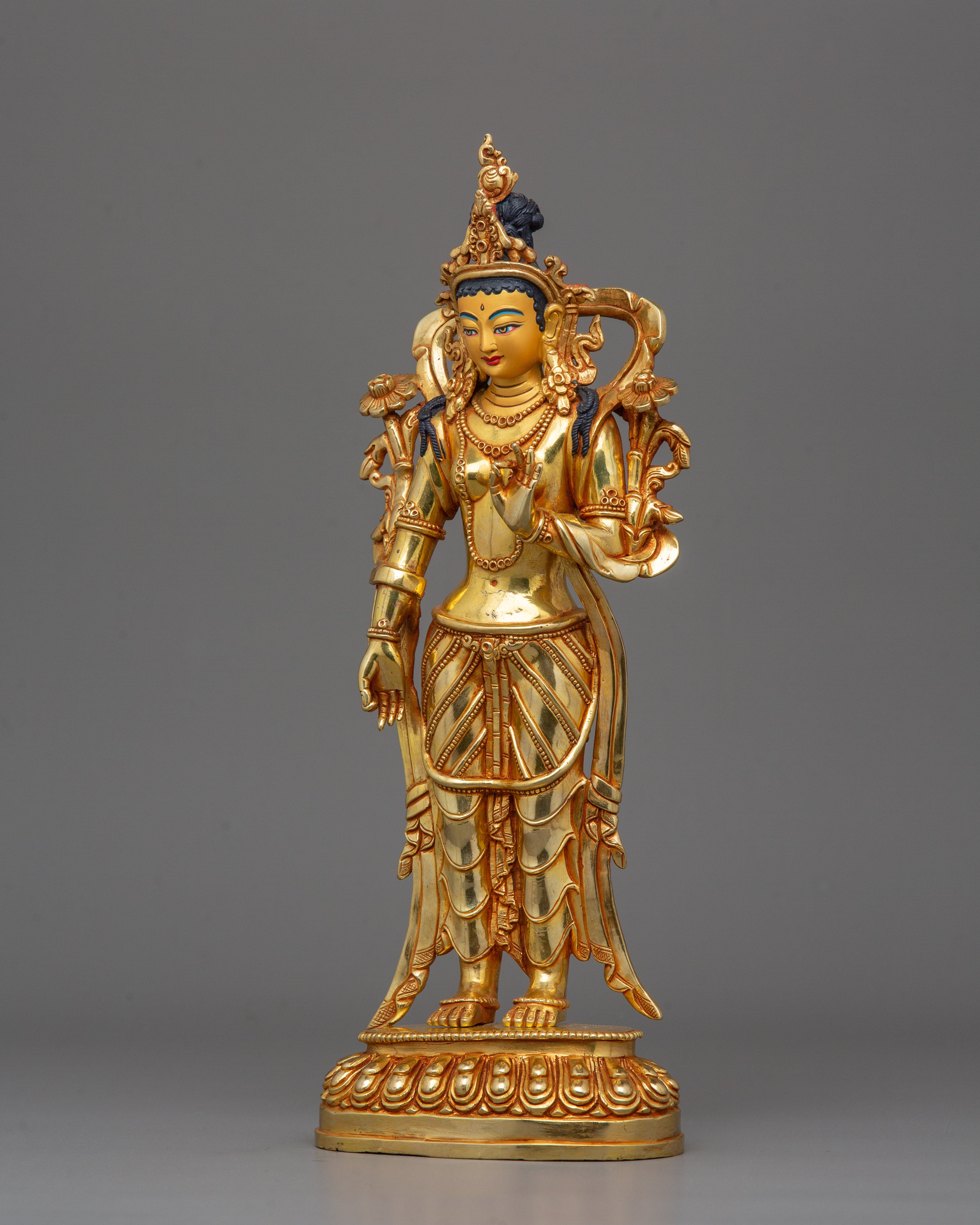 Syamatara Enlightened Female Buddha Sculpture | Goddess Green Tara Statue