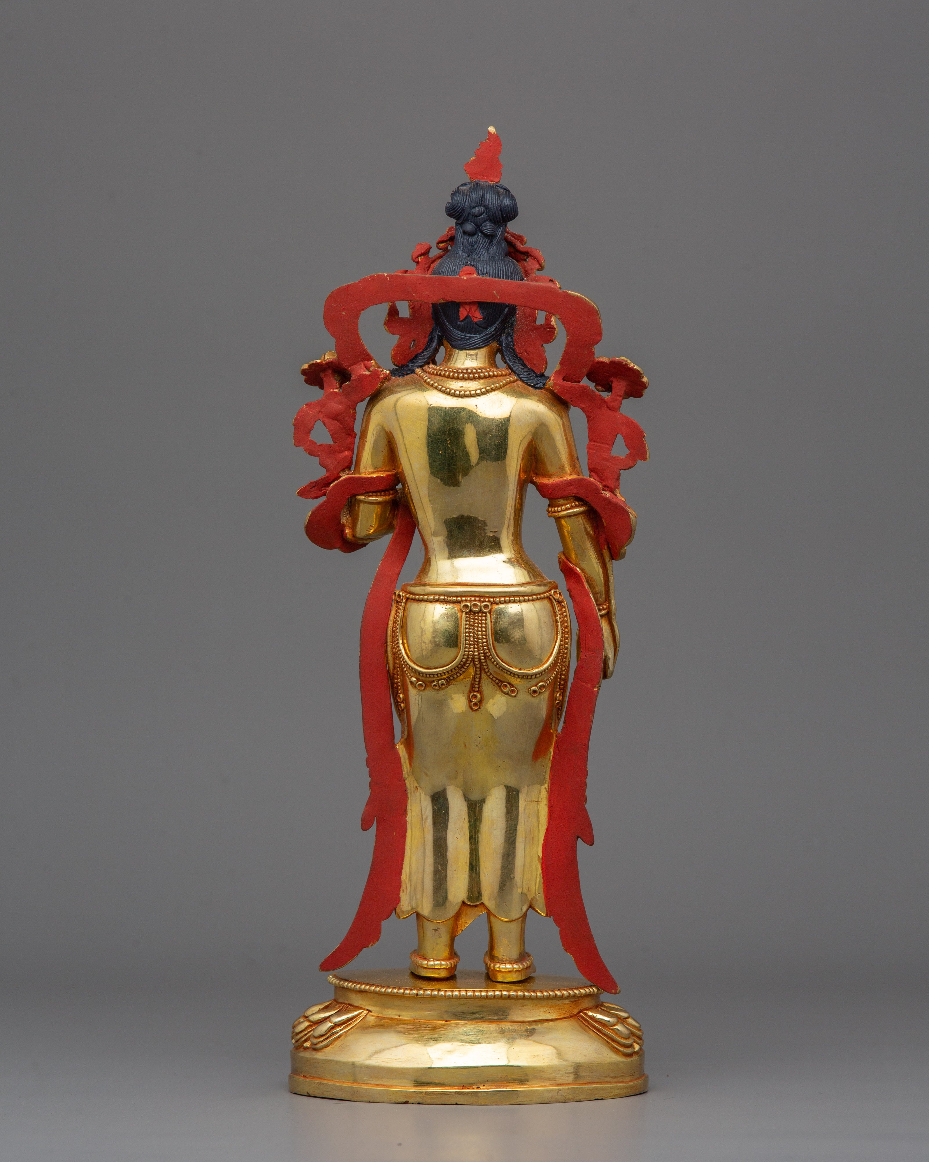 Syamatara Enlightened Female Buddha Sculpture | Goddess Green Tara Statue