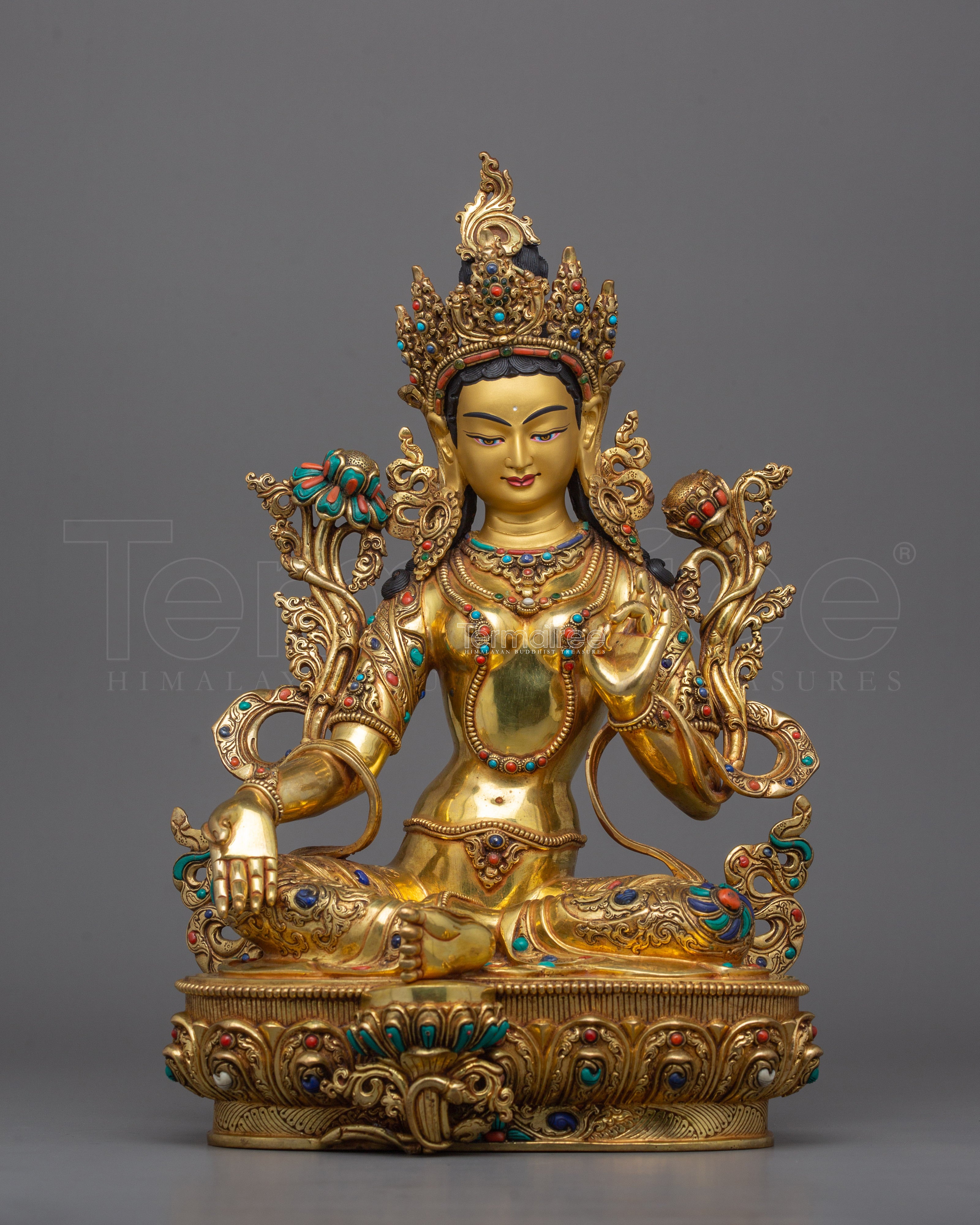 14 Inches Handmade Green Tara Statue | Mother of all Buddha
