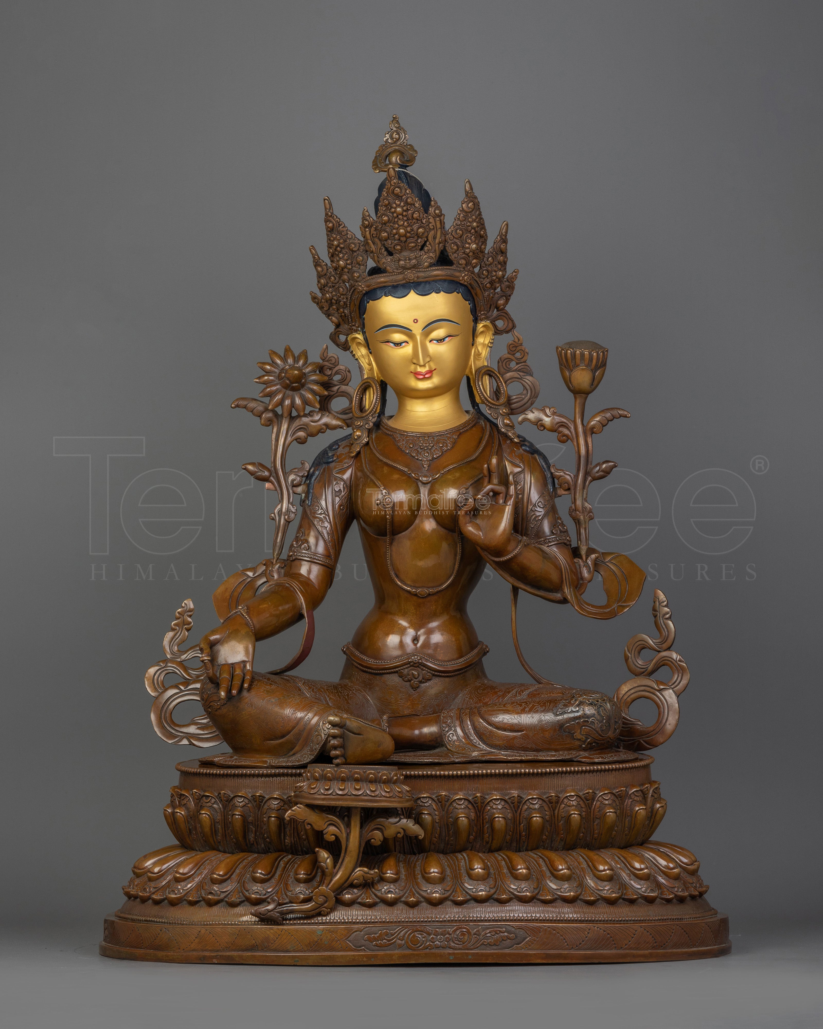 Oxidized Green Tara Sculpture | Goddess Shyamatara Statue