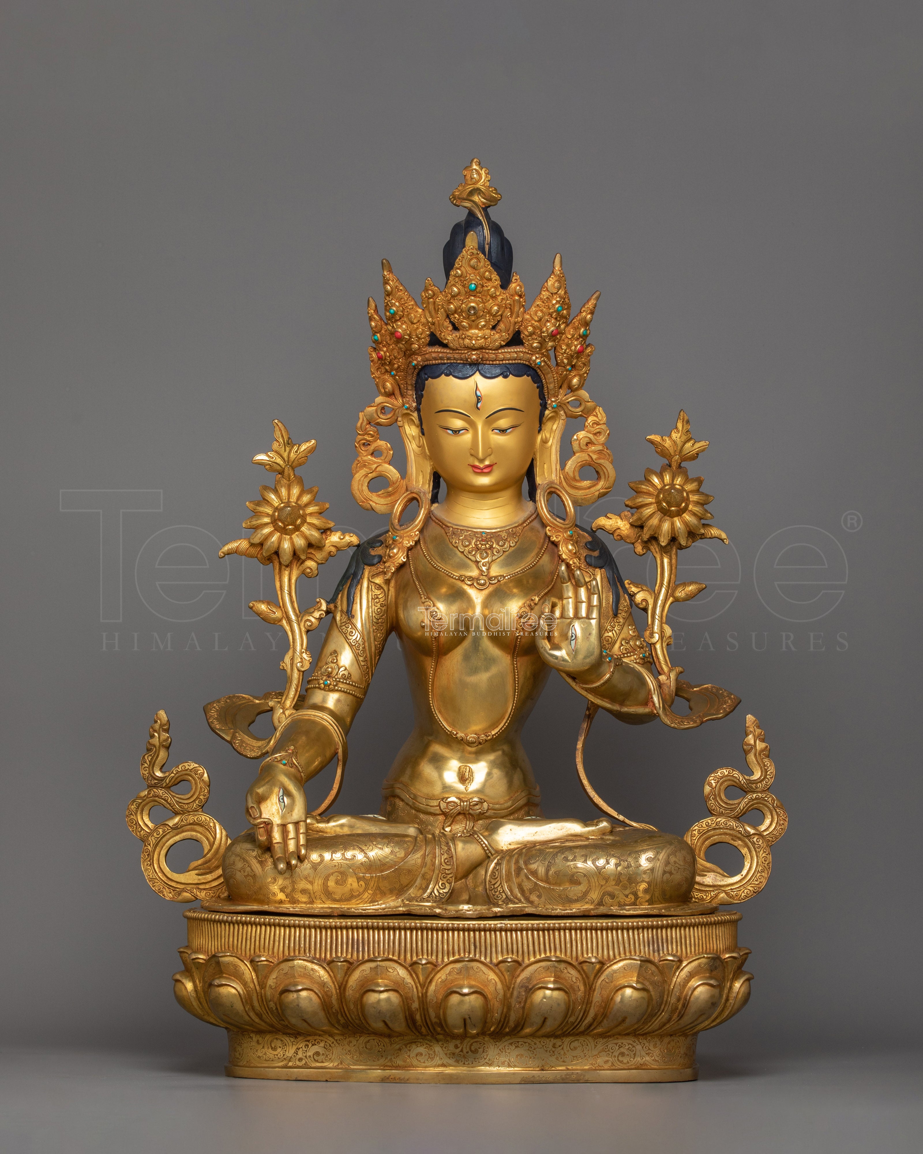 Buddhist Goddess White Tara Figurine | A Female Longevity Deity