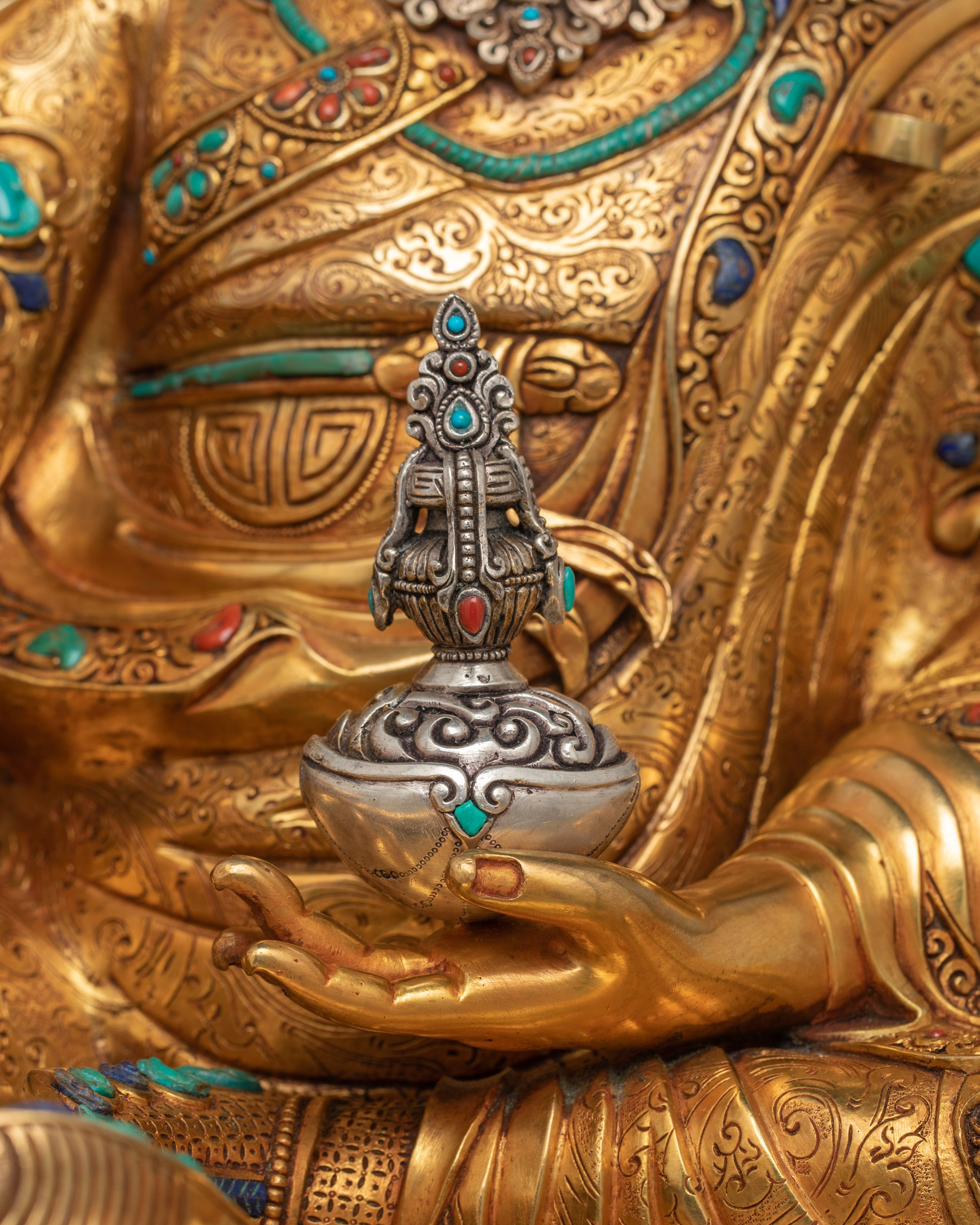 Tibetan Guru Padmasambhava Figurine | The Lotus-Born Master Handcrafted Statue