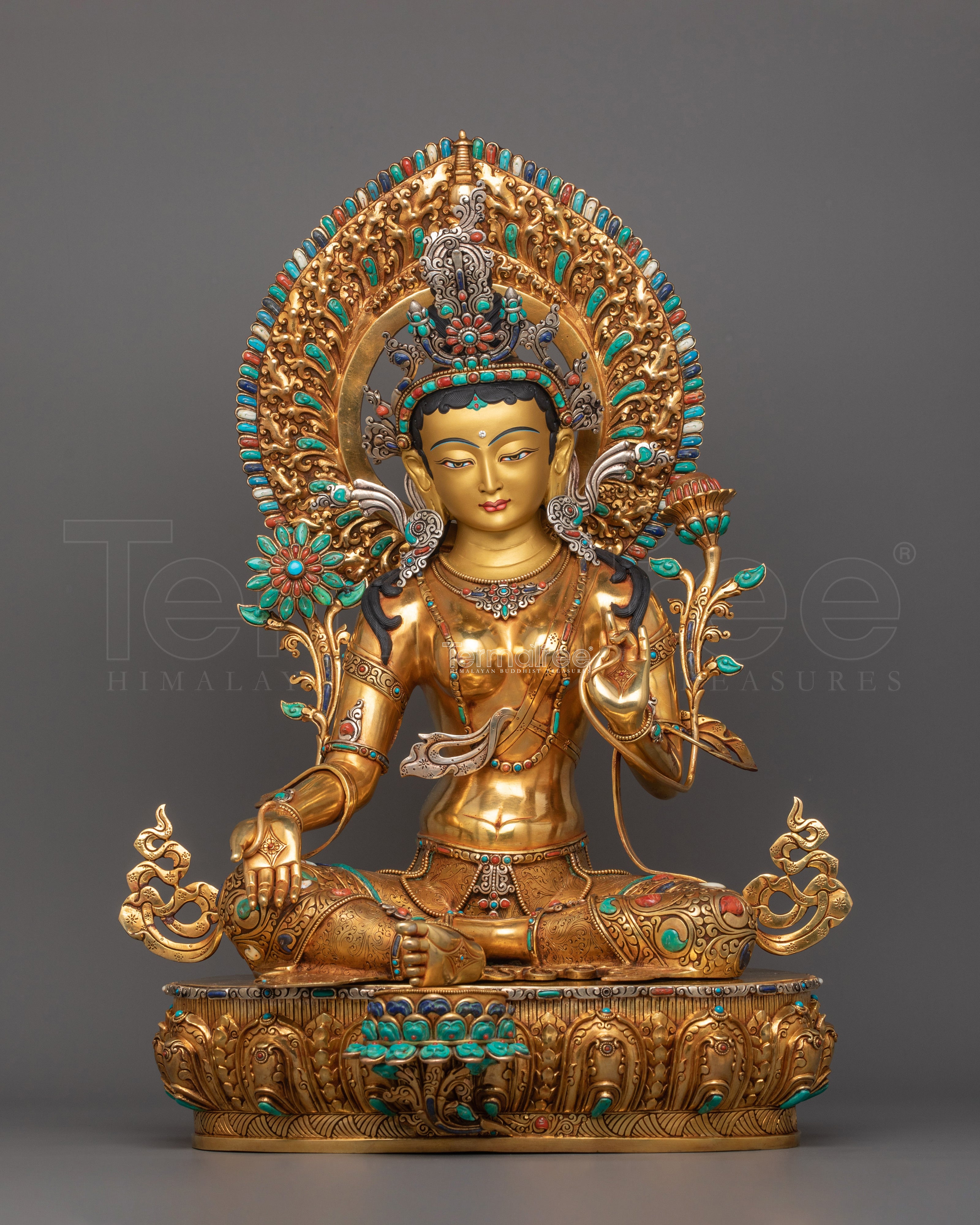 Buddhist Goddess Syamatara Sculpture | Female Deity of Protection and Healing