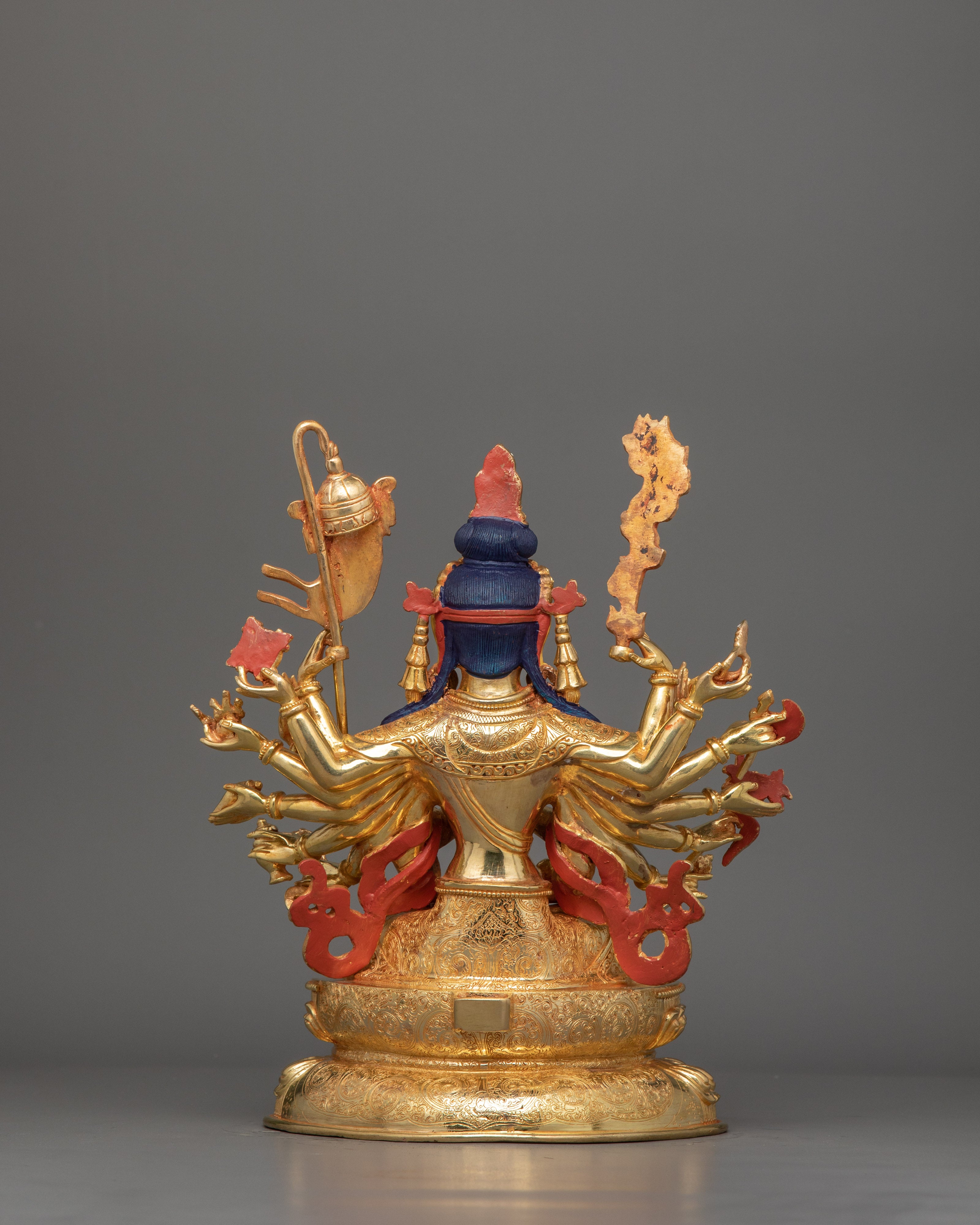 24K Gold Gilded Chundi Sculpture | Goddess of Victory and Prosperity