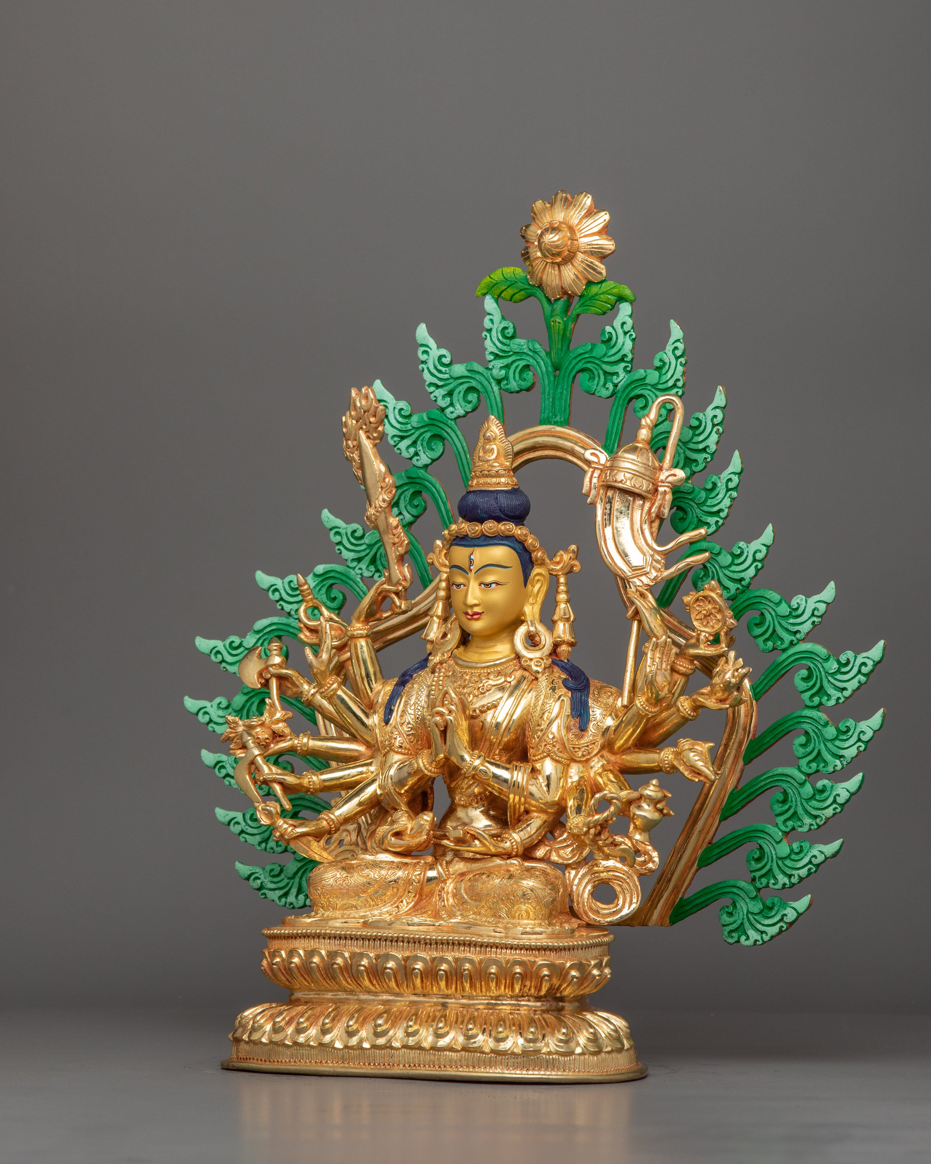 24K Gold Gilded Chundi Sculpture | Goddess of Victory and Prosperity