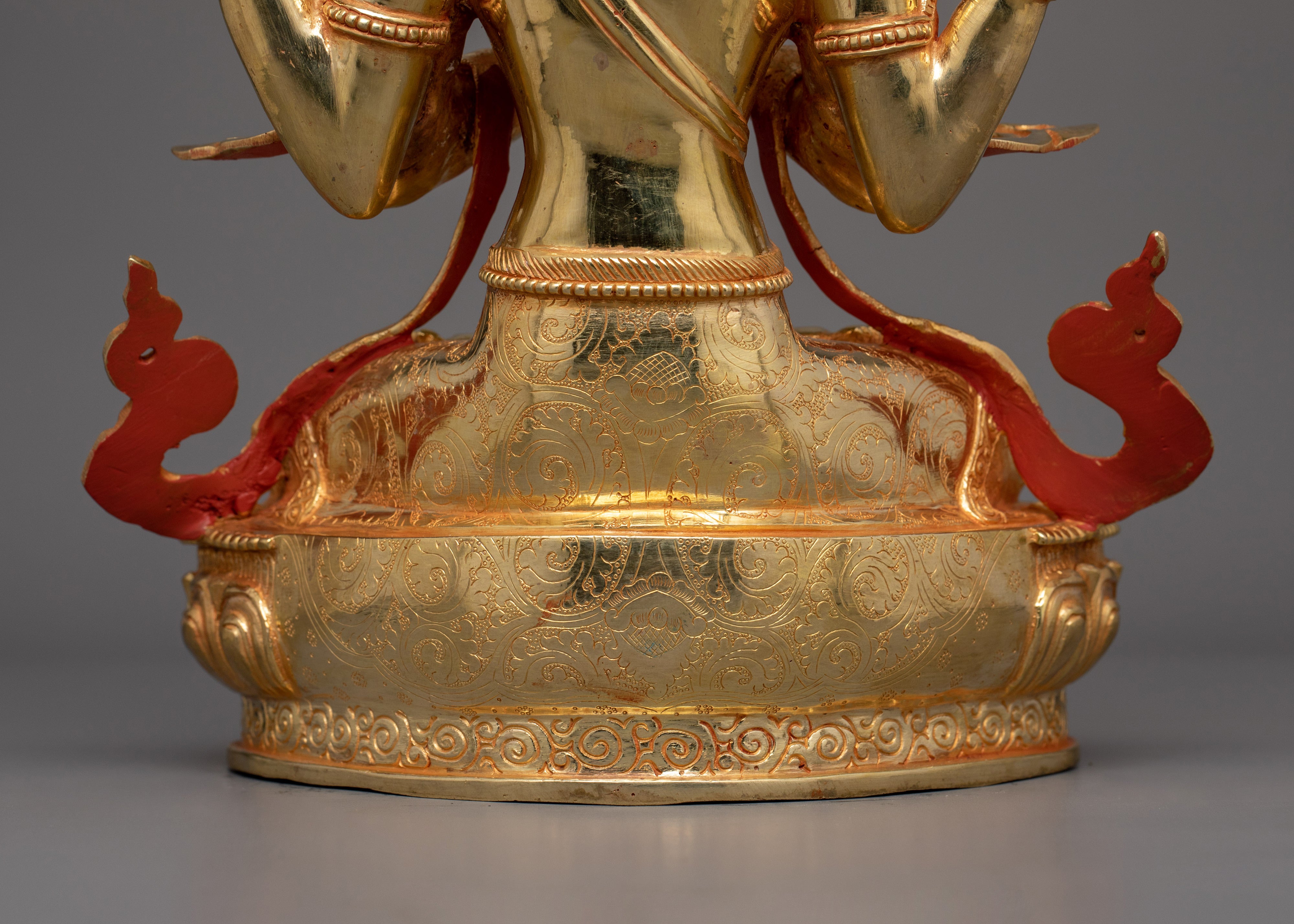 13.2 Inches Gold Gilded Chenrezig Statue | Symbol of compassion and enlightenment