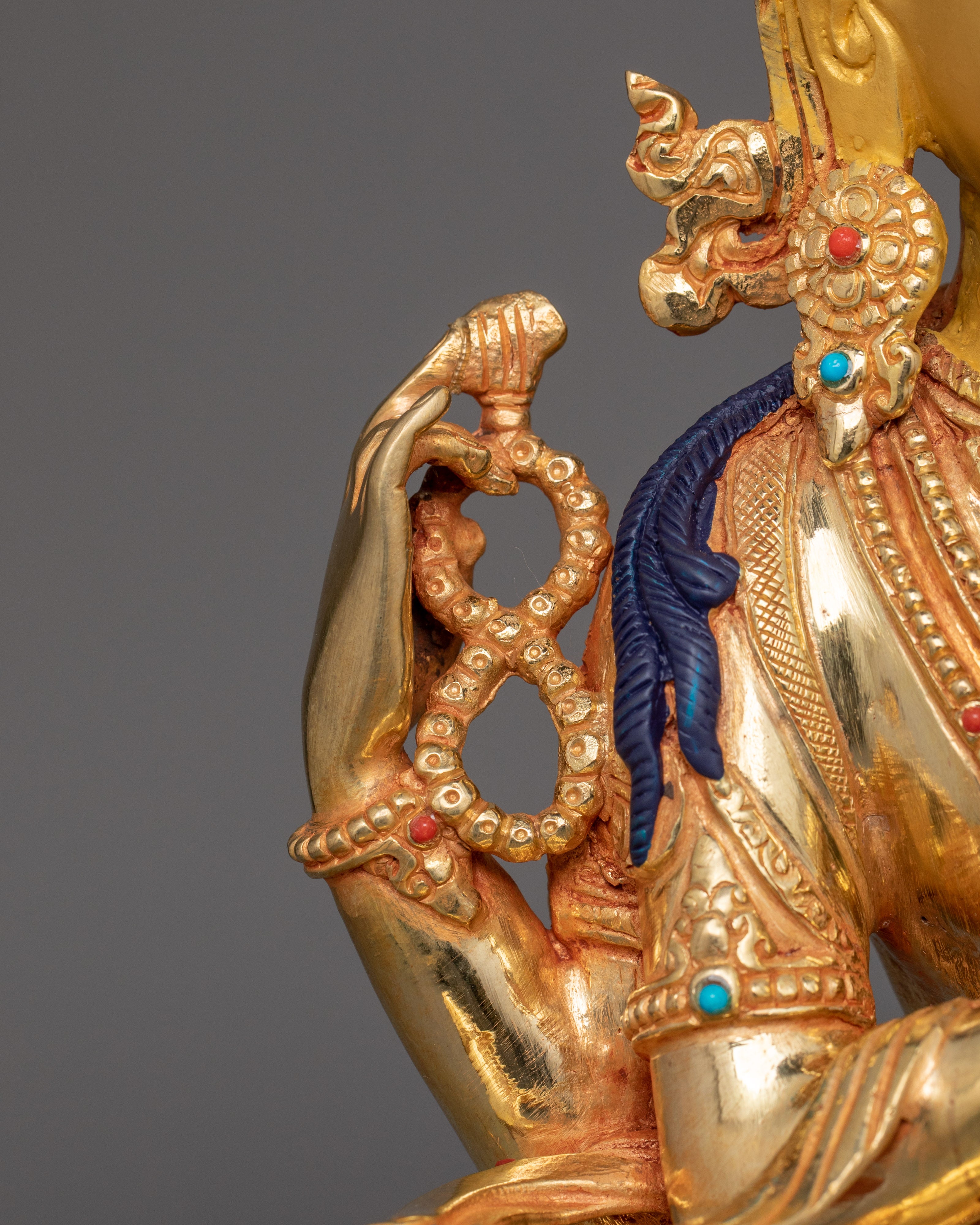 13.2 Inches Gold Gilded Chenrezig Statue | Symbol of compassion and enlightenment