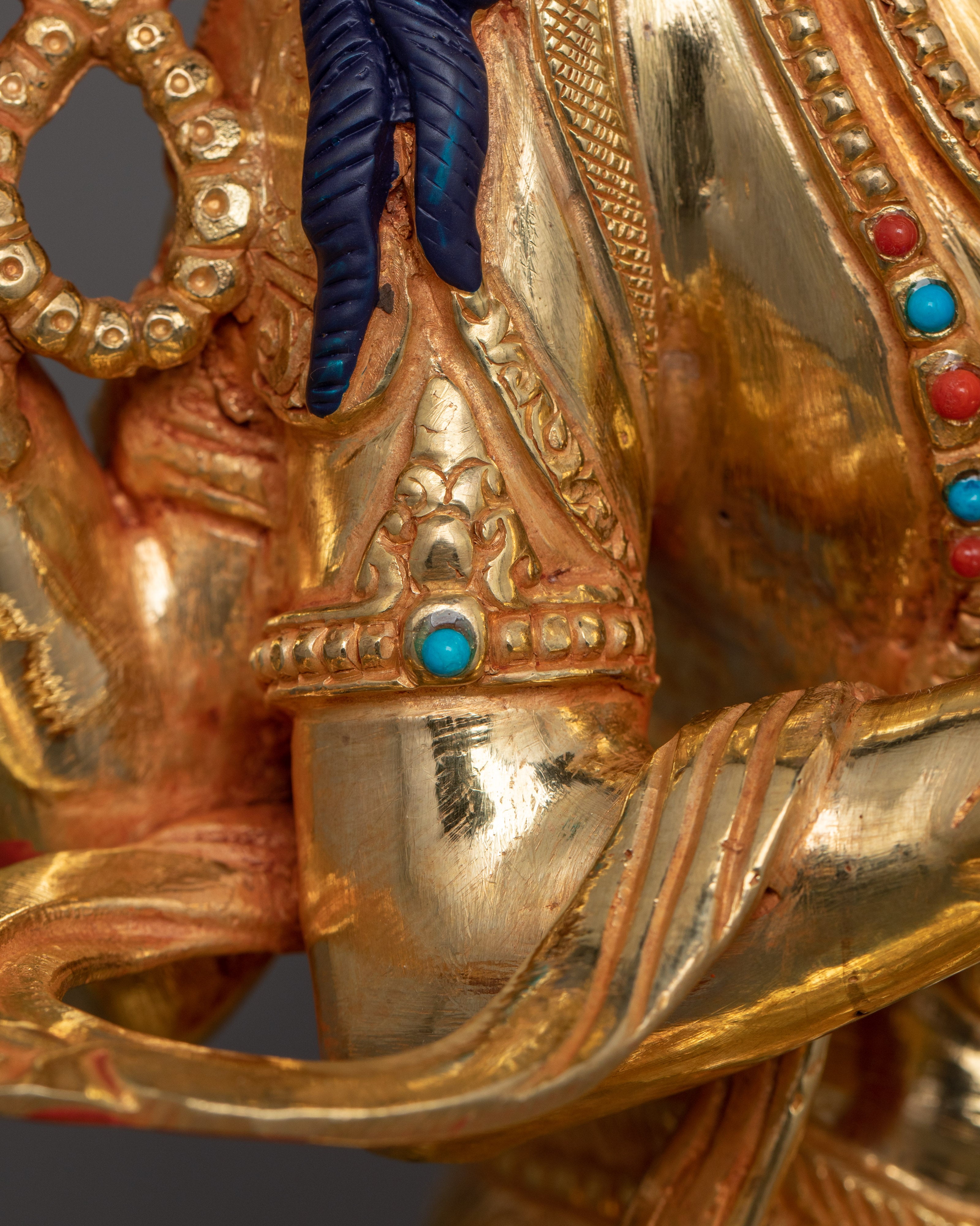 13.2 Inches Gold Gilded Chenrezig Statue | Symbol of compassion and enlightenment