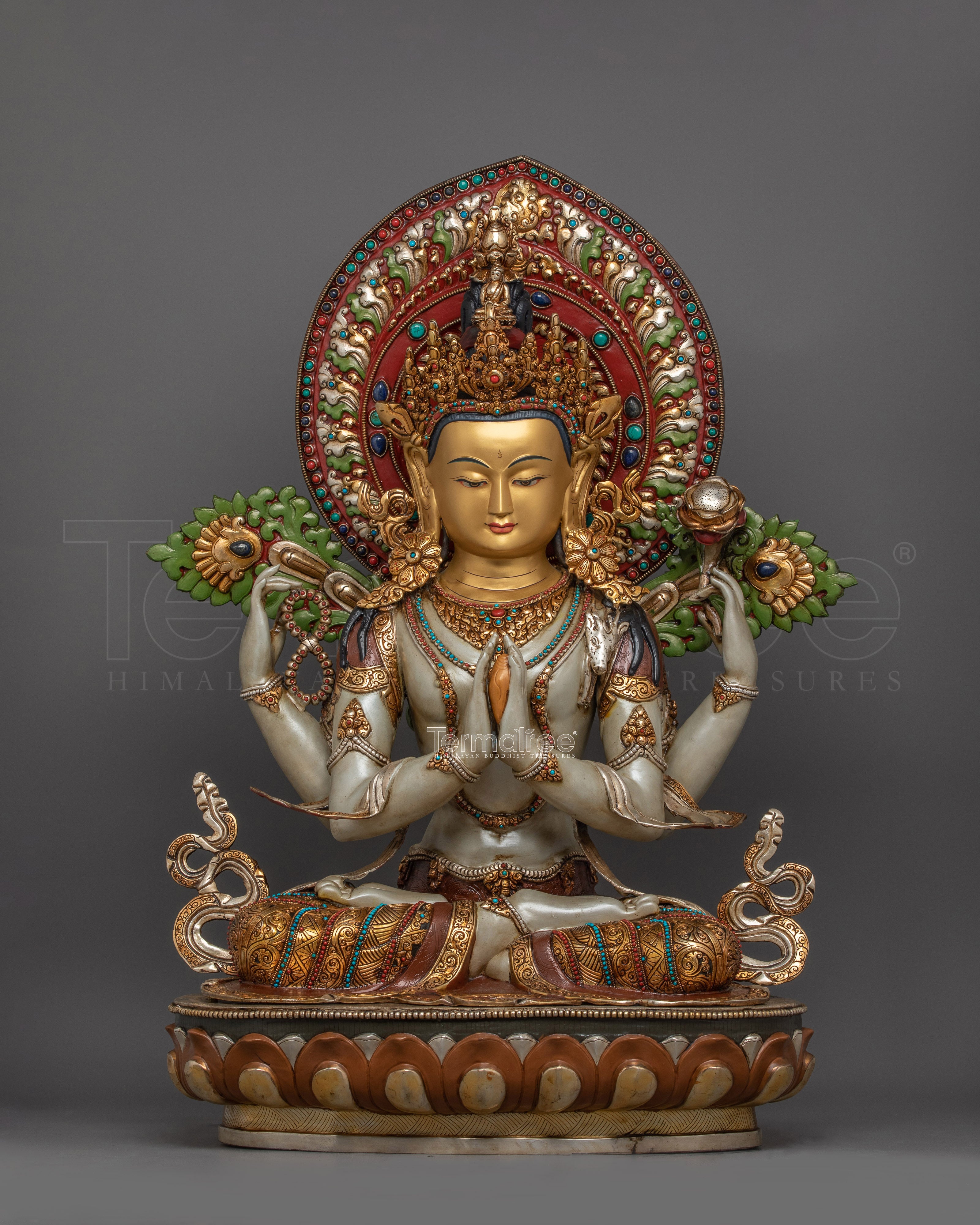 Handcrafted Chenrezig Statue With Sacred Halo | The Symbol of Infinite Compassion
