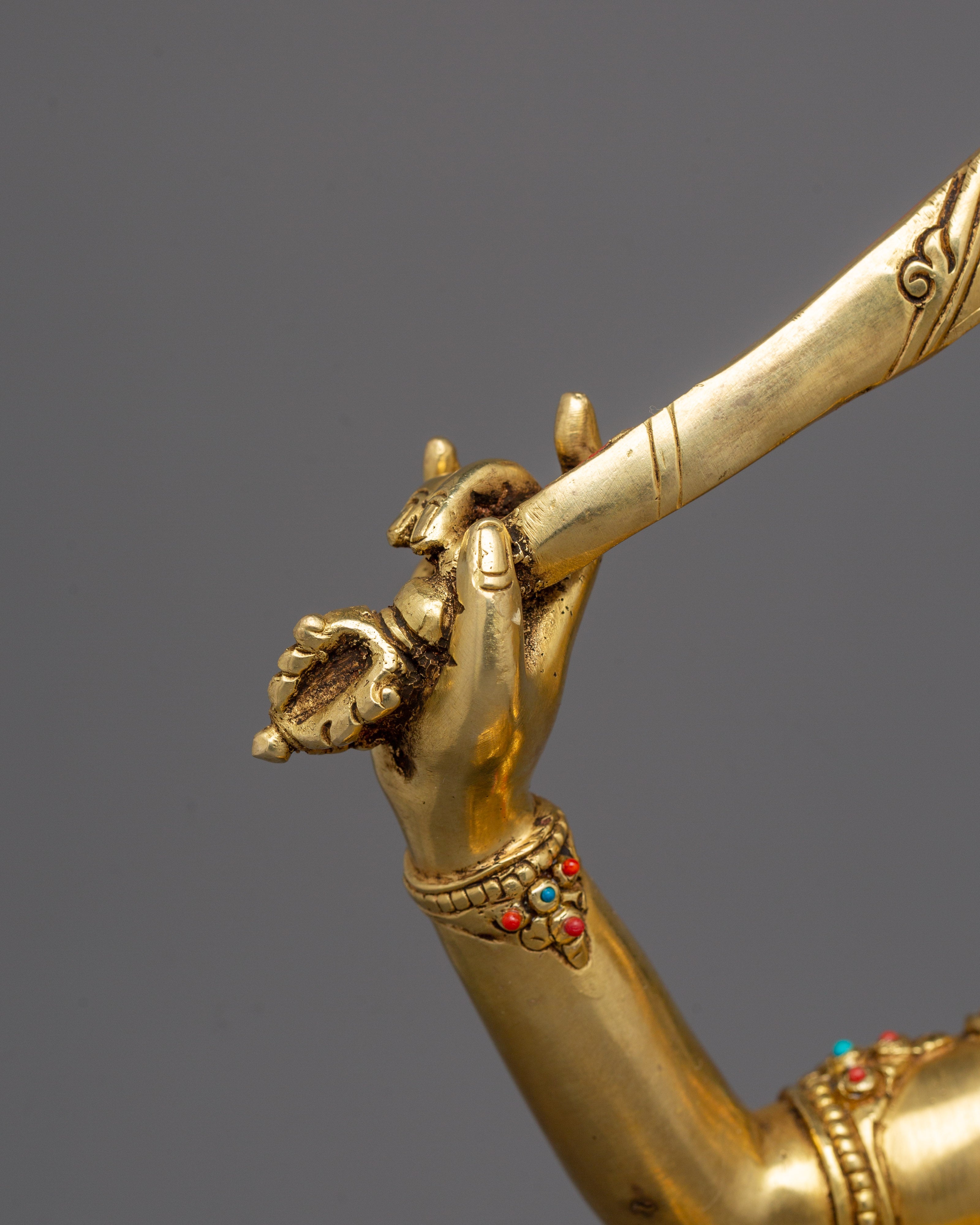 Wisdom God Manjushri Statue | 24K Gold Gilded Tibetan Buddhist Art