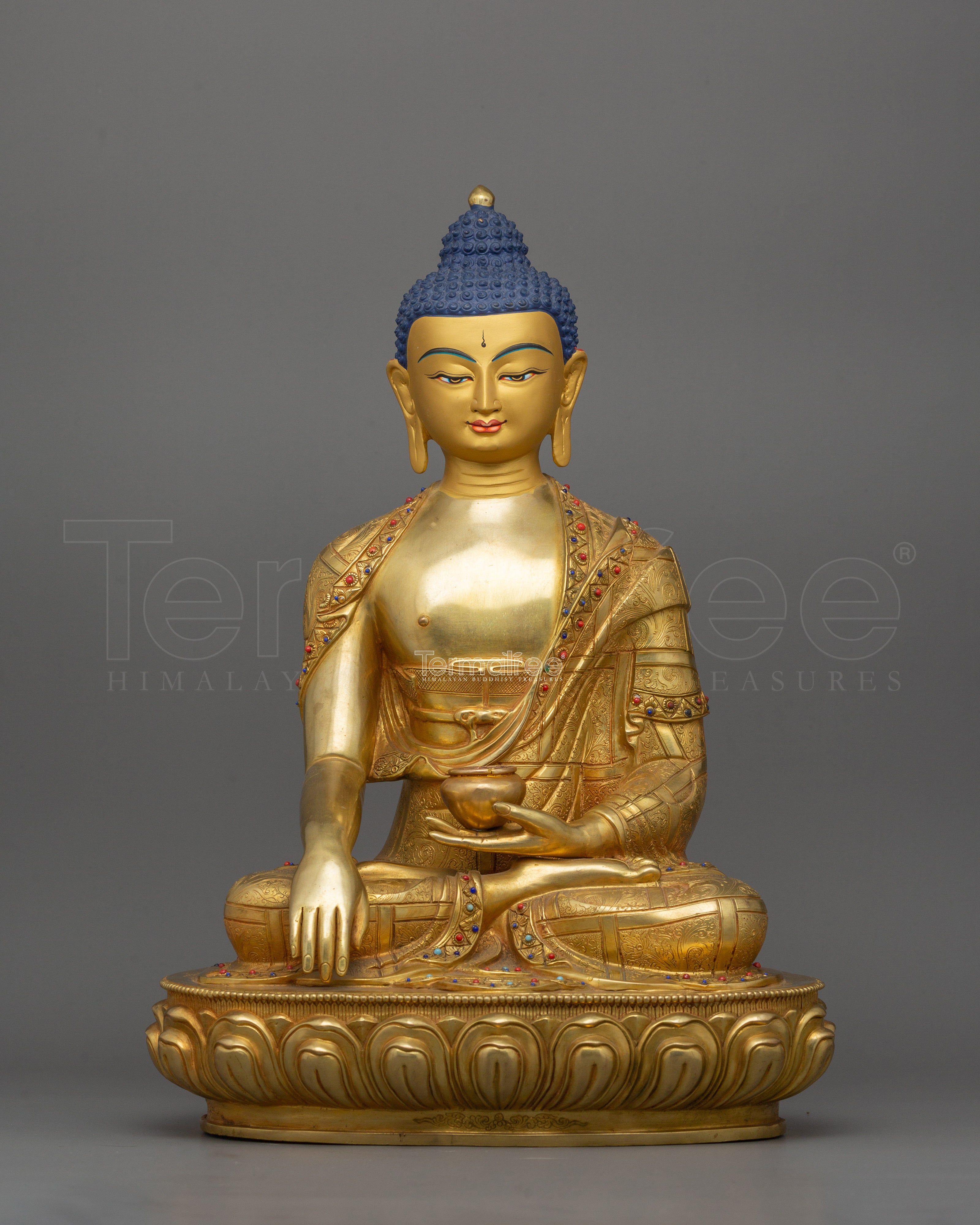 Enlightened Buddha Siddhartha Gautama Statue | 24k Gold Gilded Sculpture