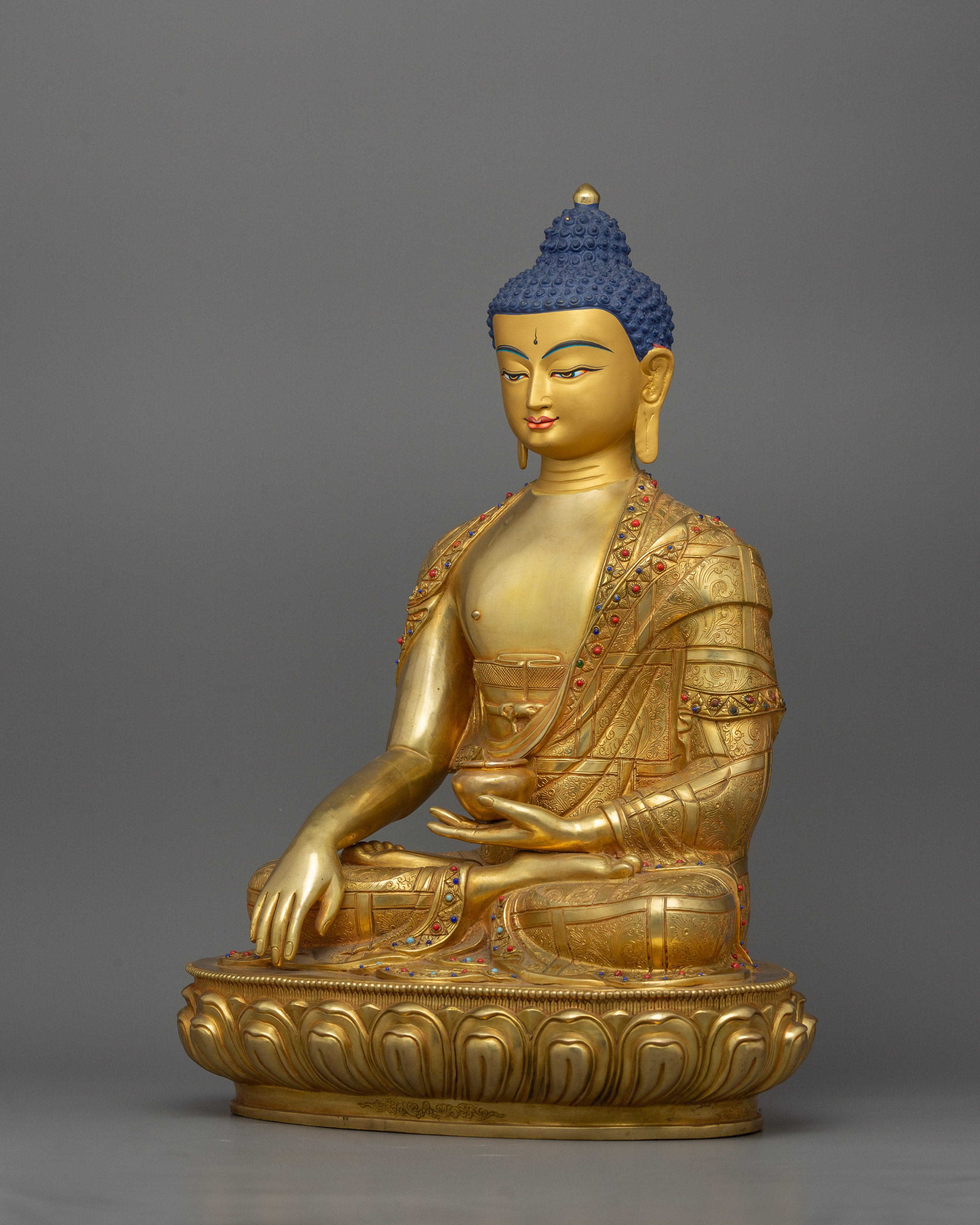 Enlightened Buddha Siddhartha Gautama Statue | 24k Gold Gilded Sculpture