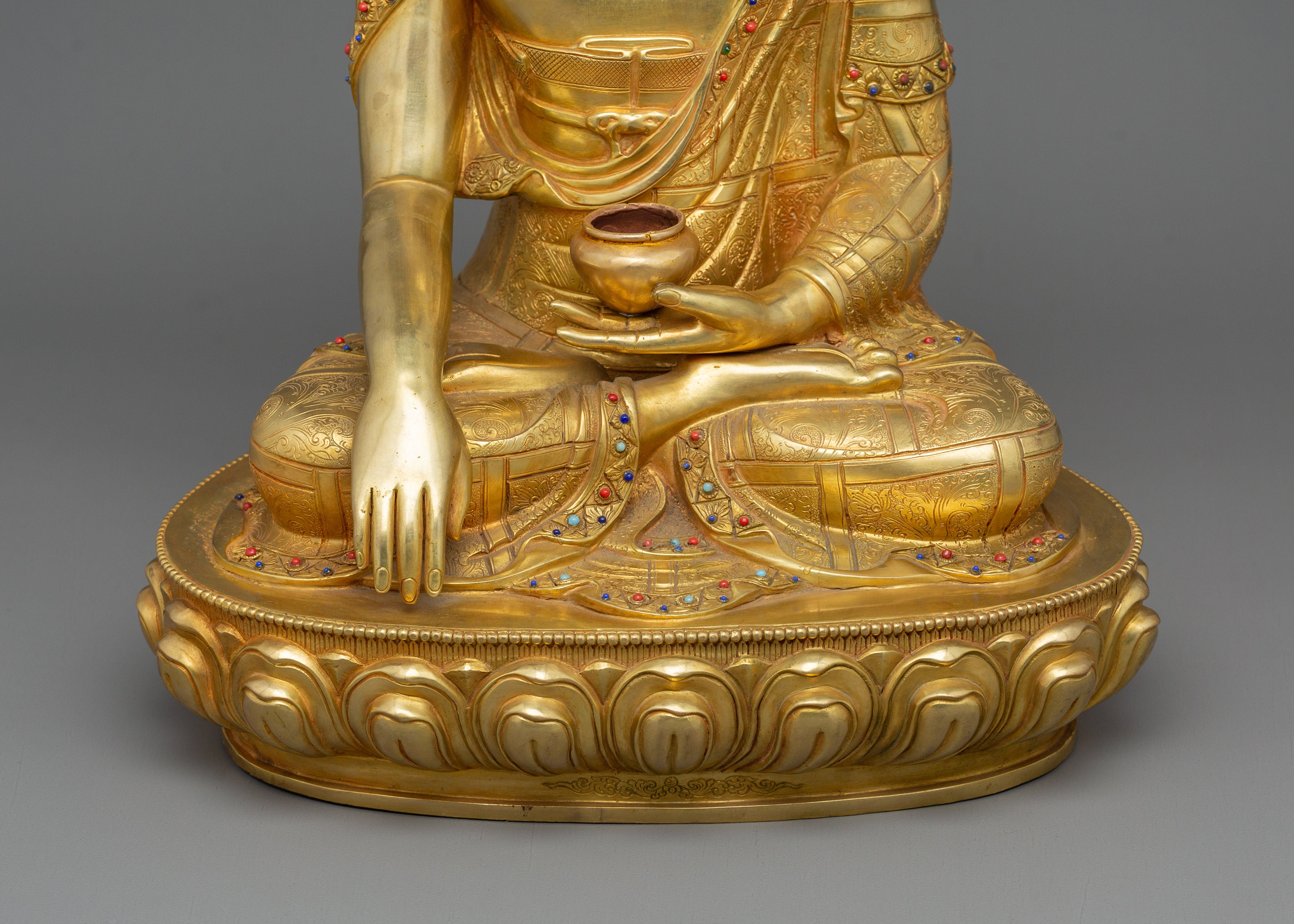 Enlightened Buddha Siddhartha Gautama Statue | 24k Gold Gilded Sculpture
