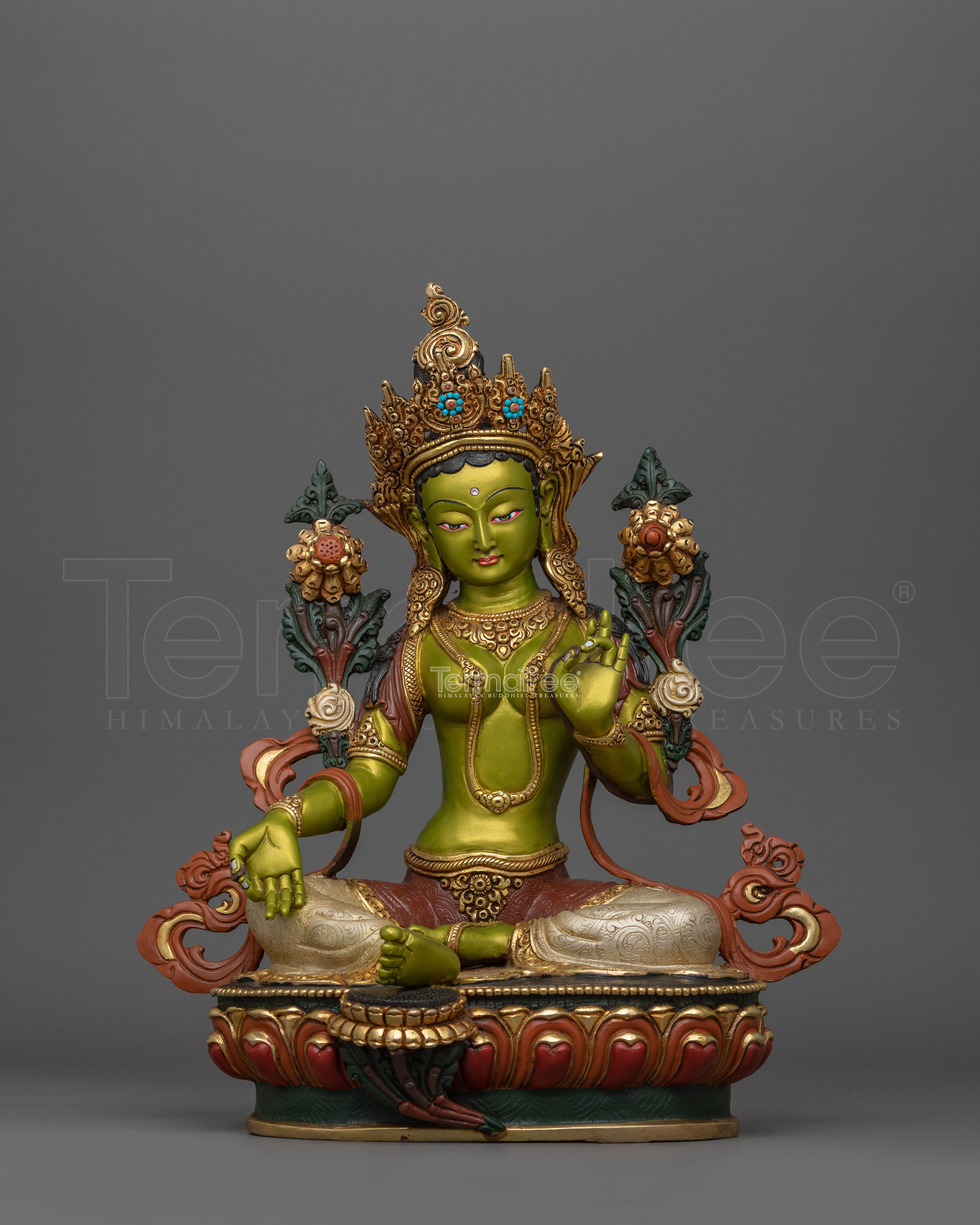 Green Tara the Goddess of Compassion and Protection Statue | Tibetan Spiritual Decor