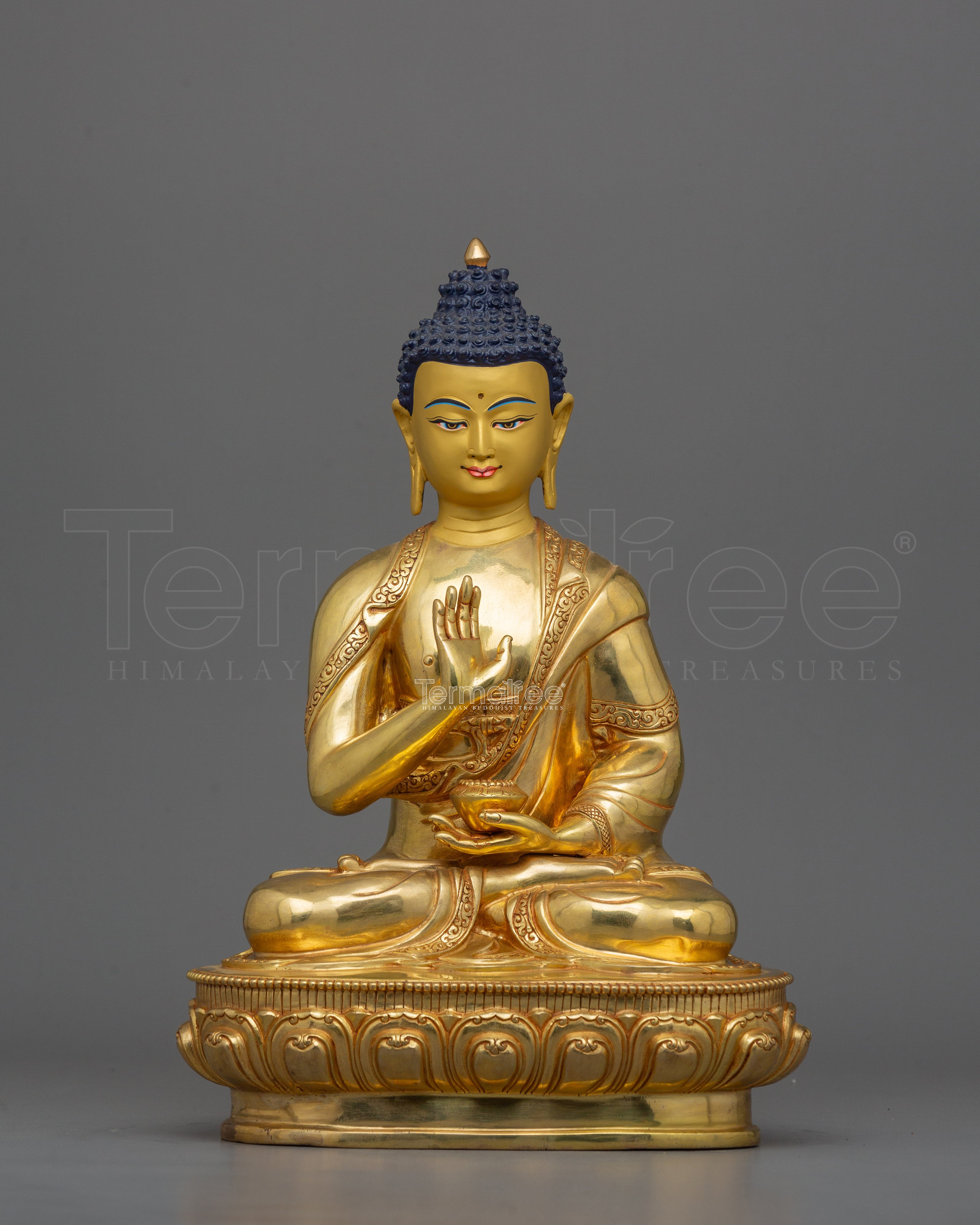 Handcrafted Statue of Amogasiddhi Buddha | Symbolizing Peace and Vitality