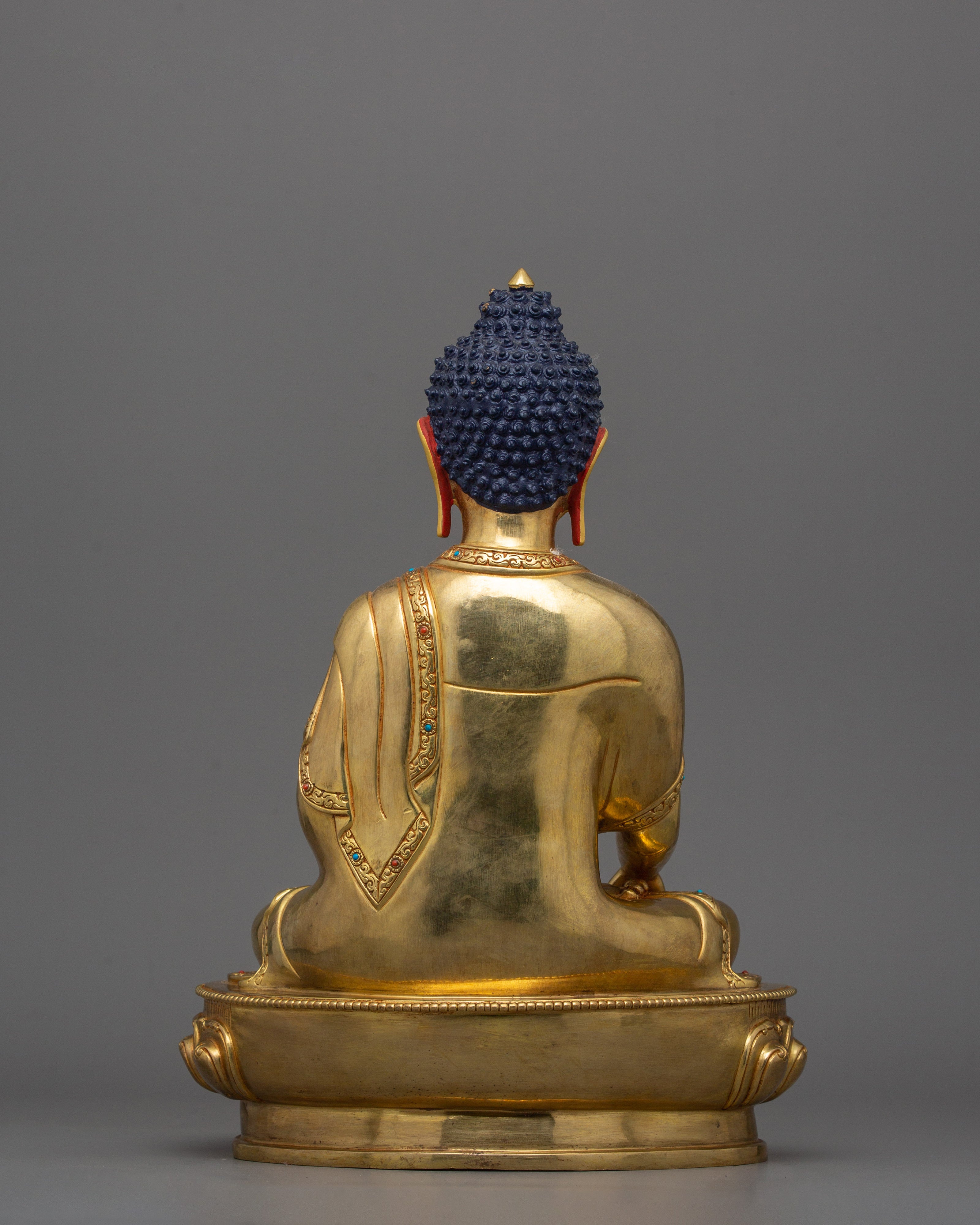 Historical Gautama Buddha Figurine | 24K Gold Gilded Shakyamuni Buddha Sculpture