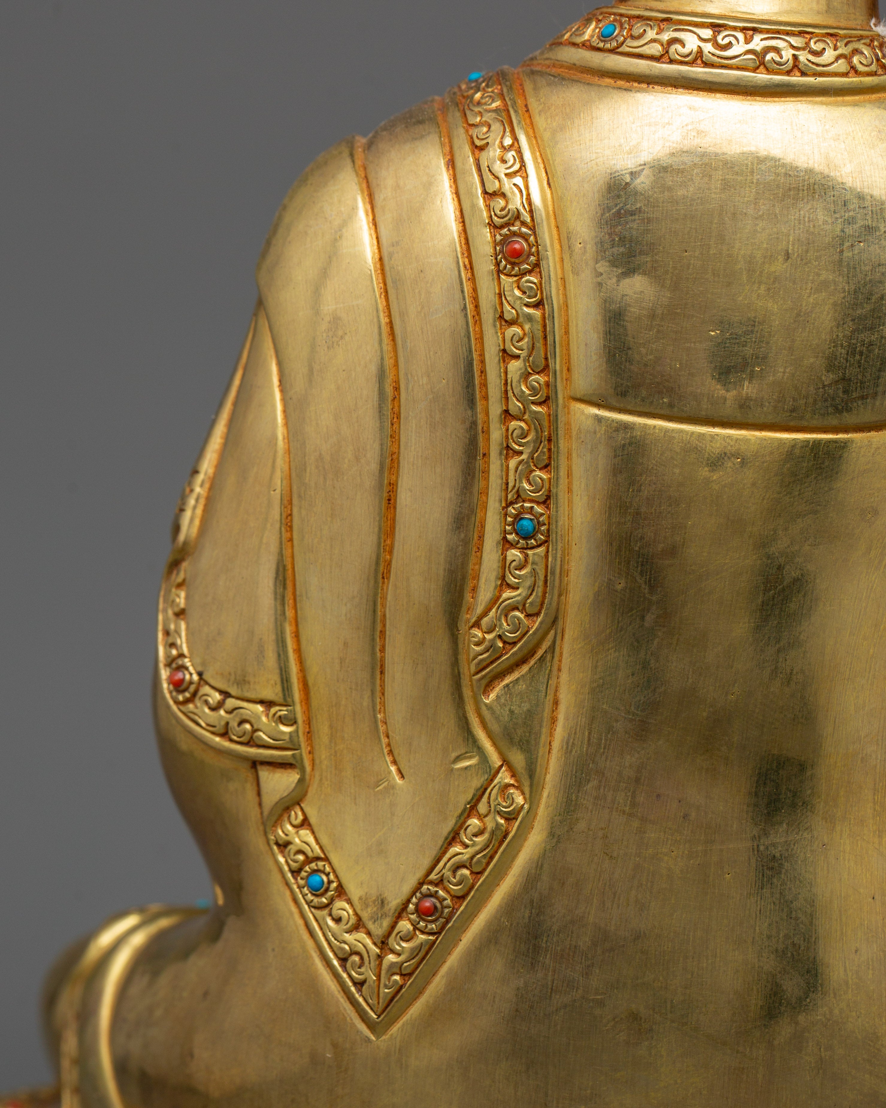 Historical Gautama Buddha Figurine | 24K Gold Gilded Shakyamuni Buddha Sculpture