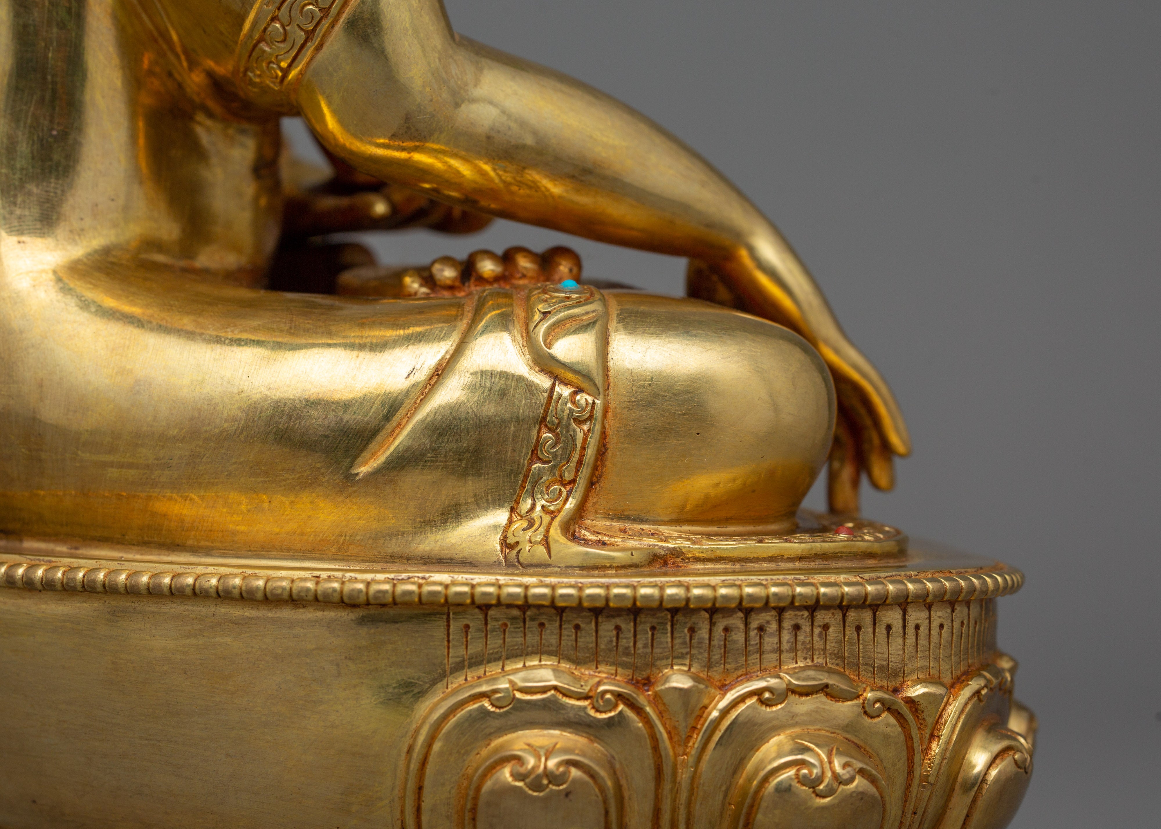 Historical Gautama Buddha Figurine | 24K Gold Gilded Shakyamuni Buddha Sculpture