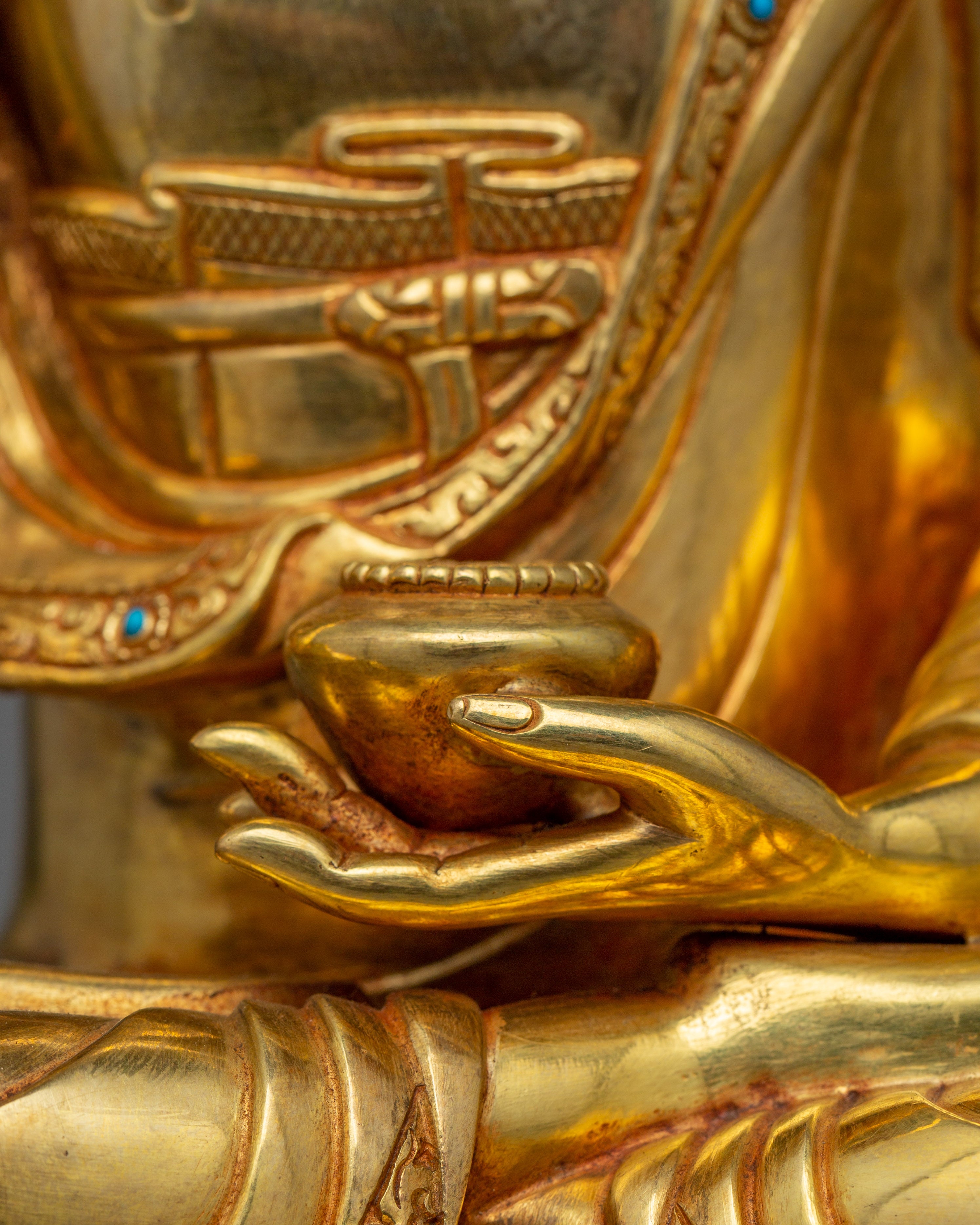 Historical Gautama Buddha Figurine | 24K Gold Gilded Shakyamuni Buddha Sculpture