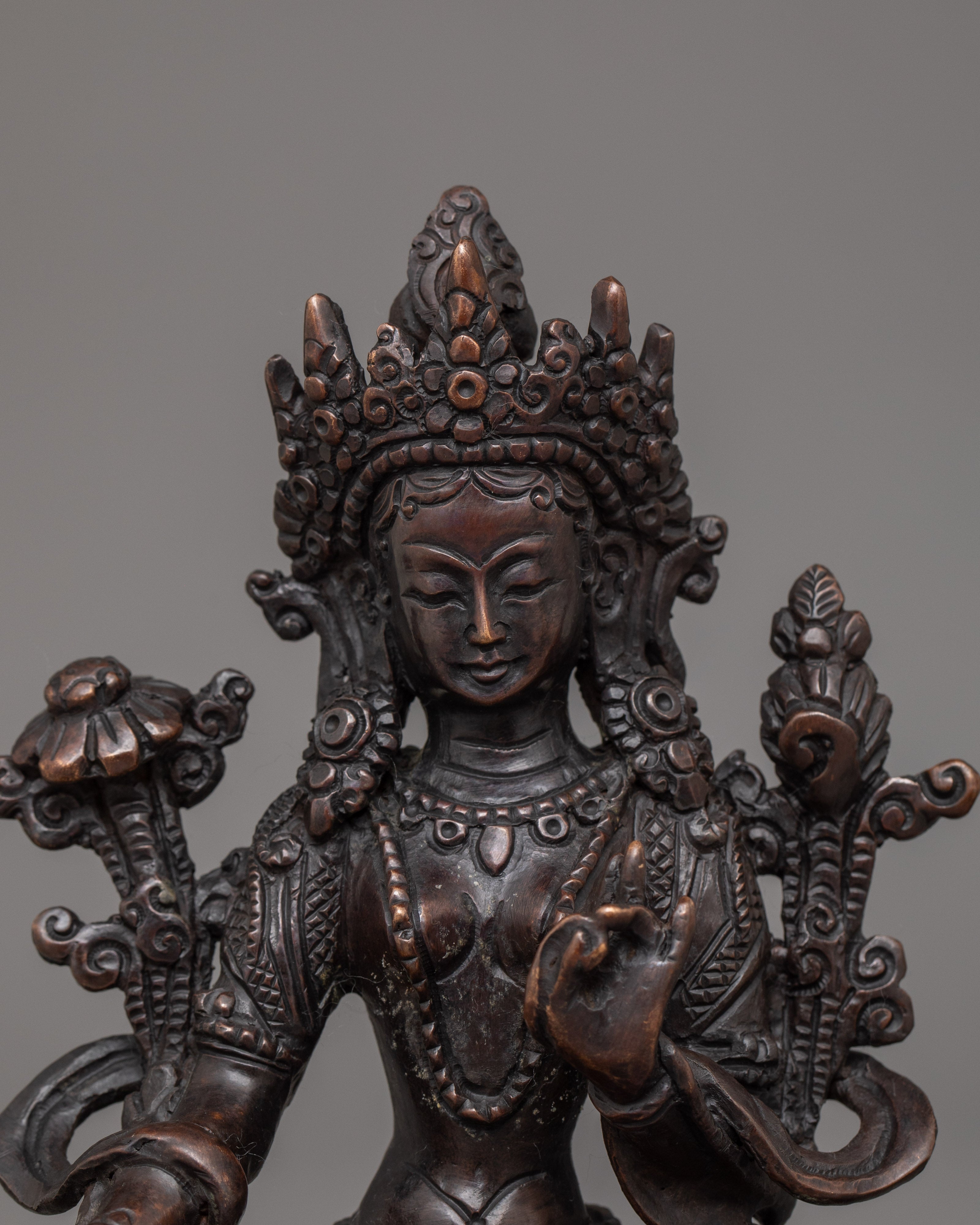 Green Tara Tibetan Goddess Sculpture | Symbol of Compassion and Protection