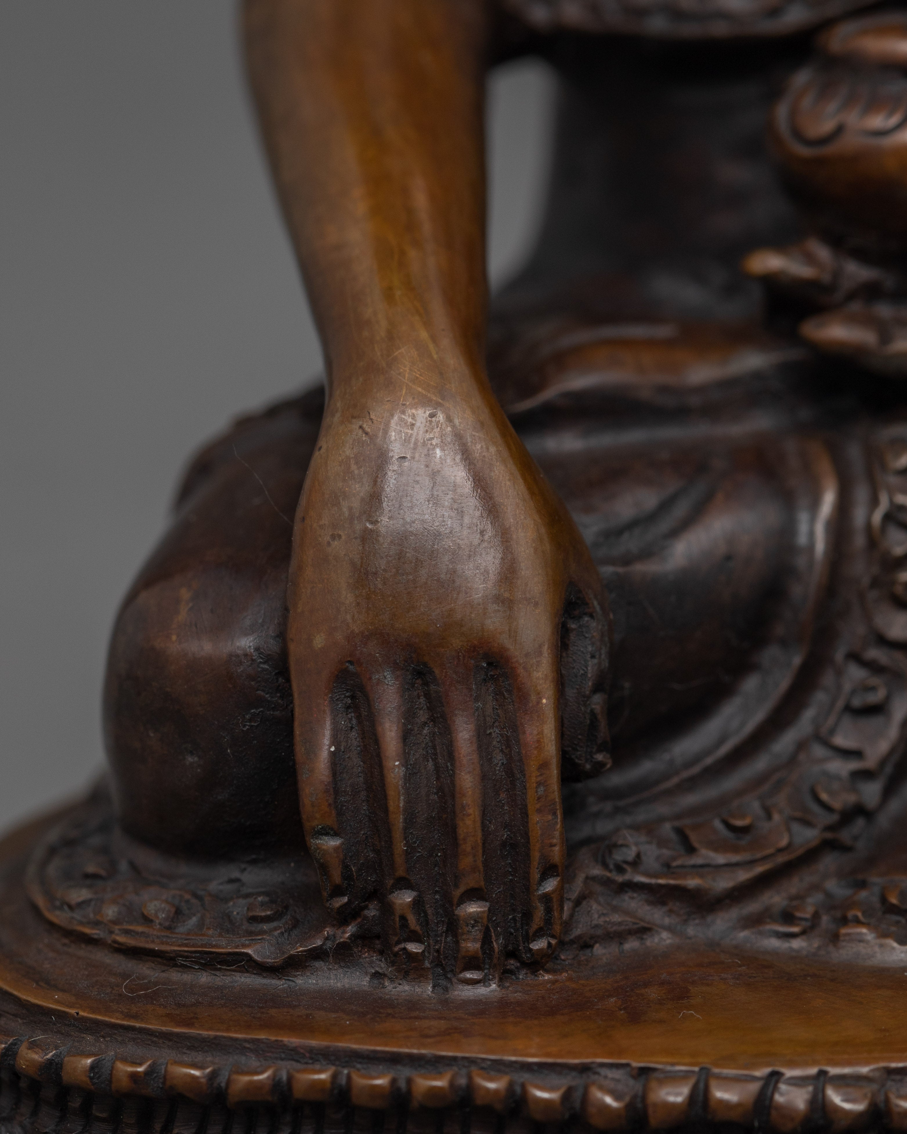 Oxidized Copper Shakyamuni Buddha Figurine | Tibetan Buddhism Sacred Decor