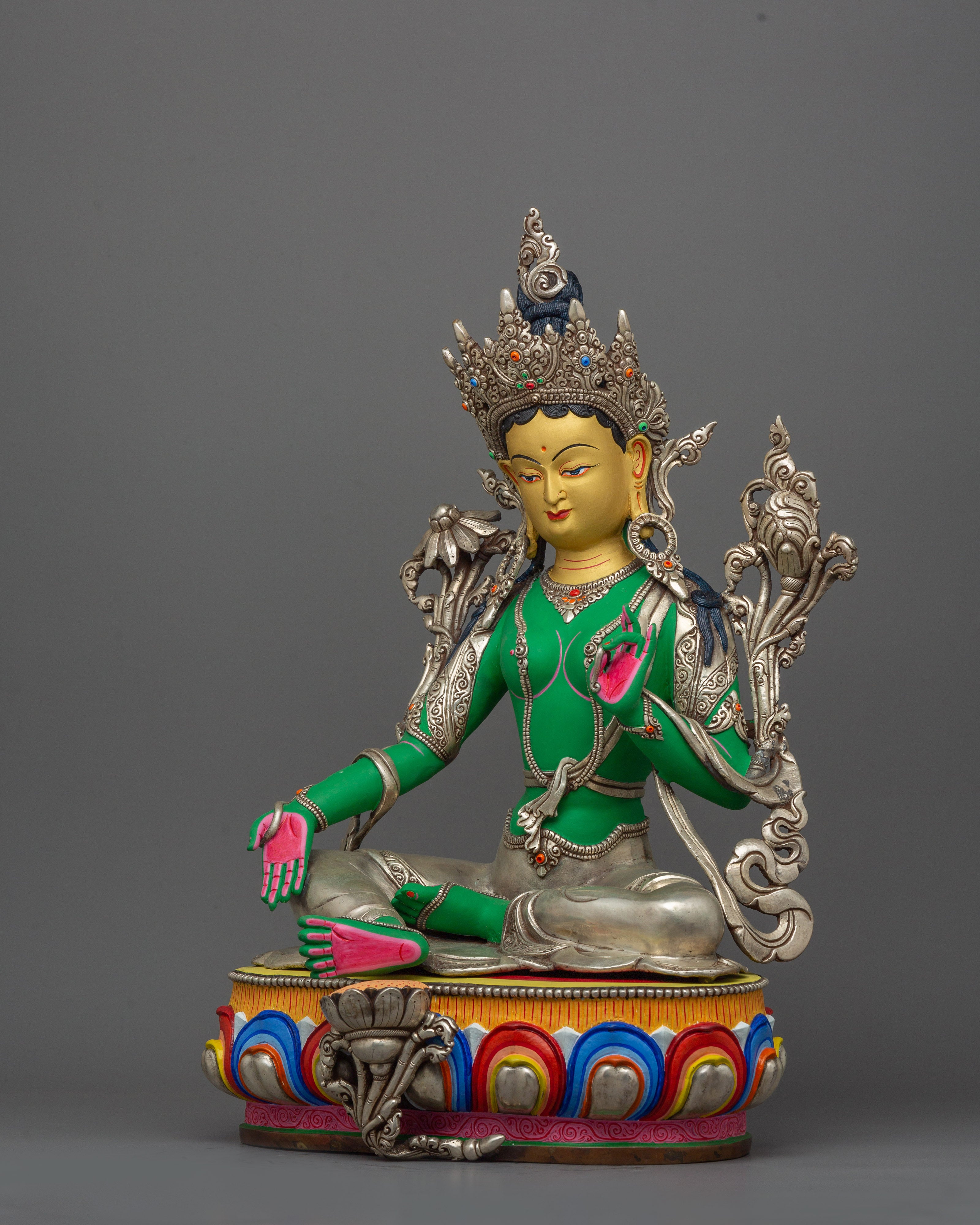 Green Tara Compassion Deity Sculpture | Goddess Shyamatara Statue