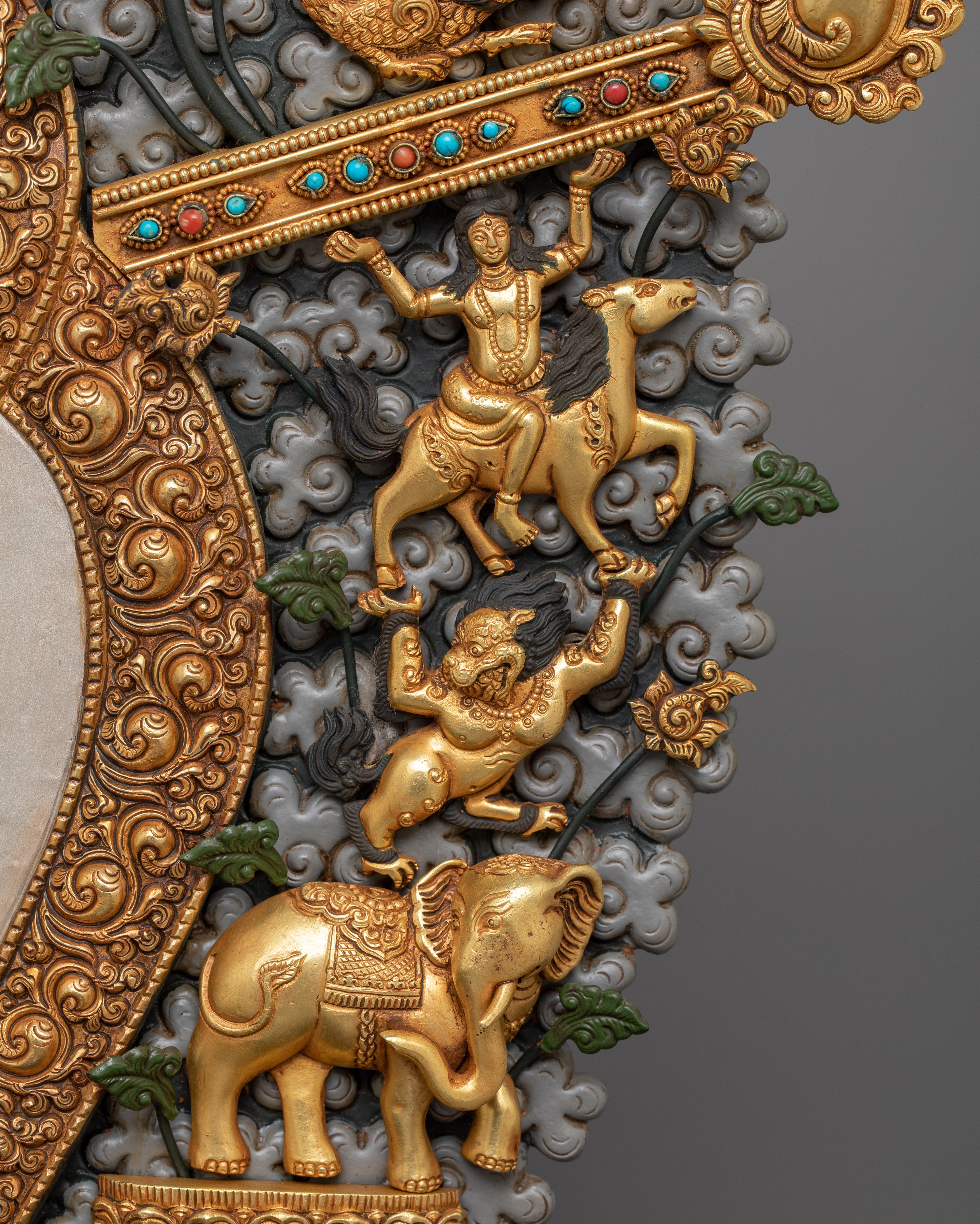 Hand Carved Gemstones Throne For Statue | Symbol of Reverence and Divinity