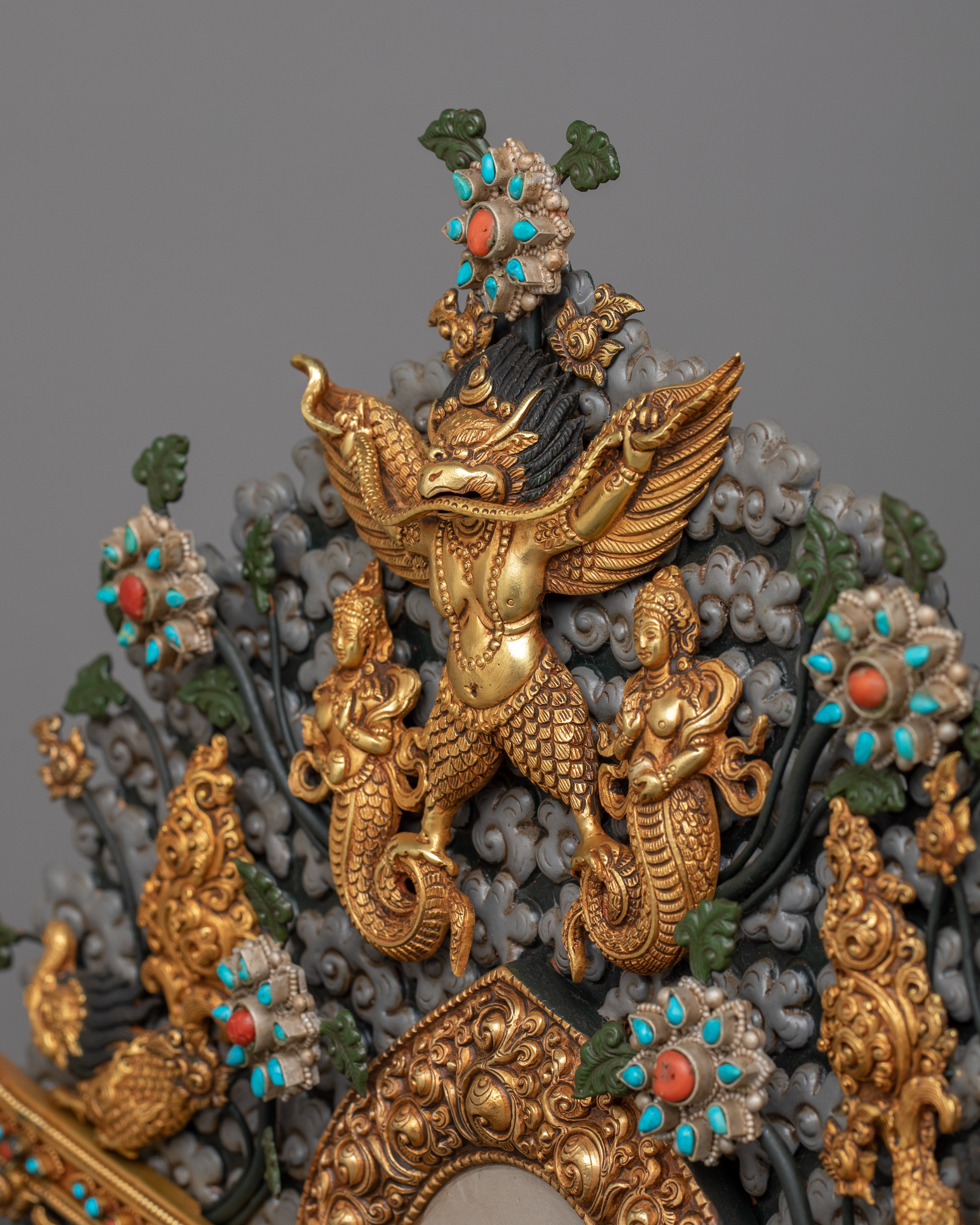 Hand Carved Gemstones Throne For Statue | Symbol of Reverence and Divinity