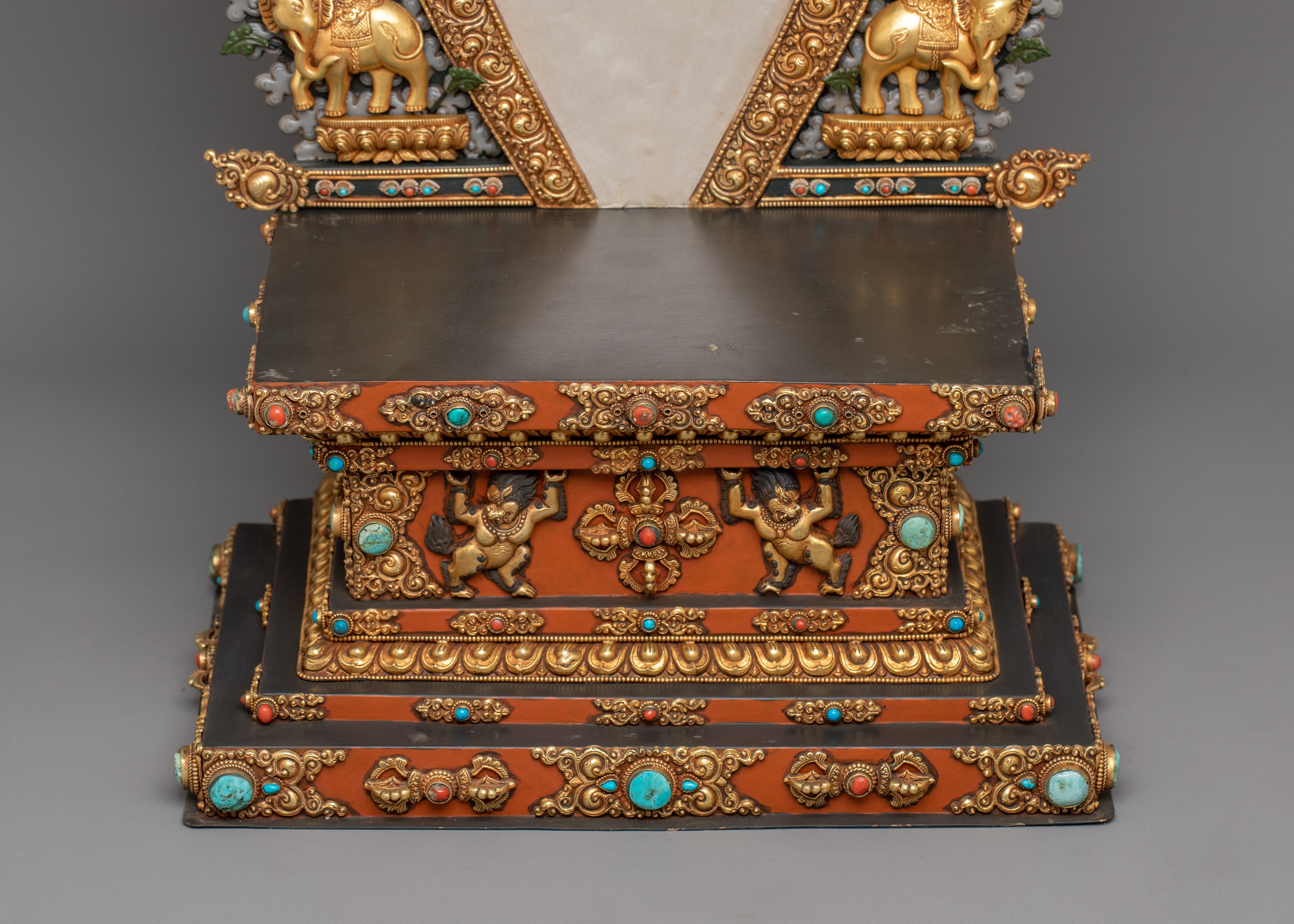 Hand Carved Gemstones Throne For Statue | Symbol of Reverence and Divinity